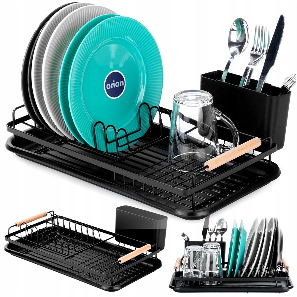 Small Dish Dryer Black Metal Drainer Standing Compact Loft