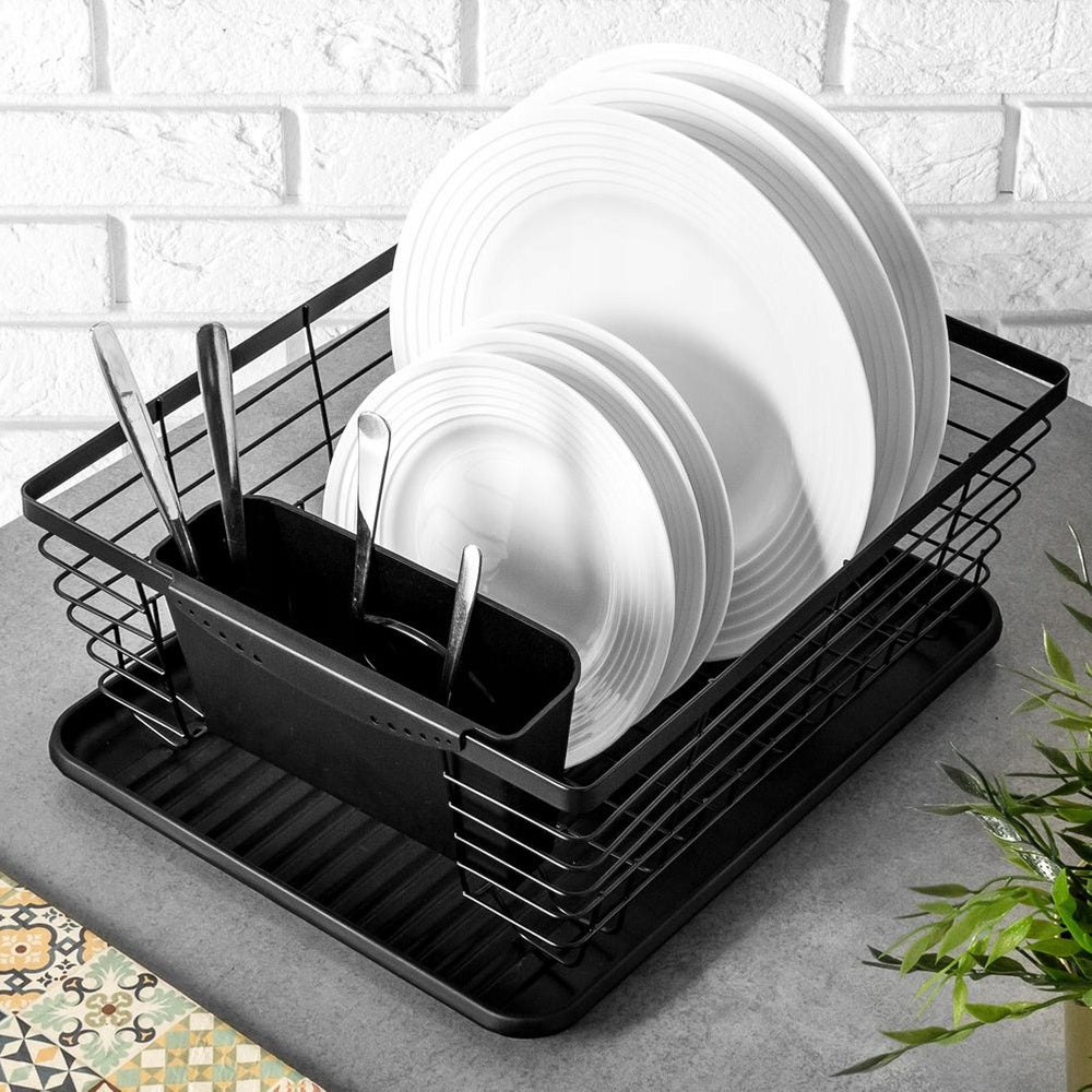 Small Dish Dryer Plates Cutlery Cups Black Dish Drainer Packaging status original