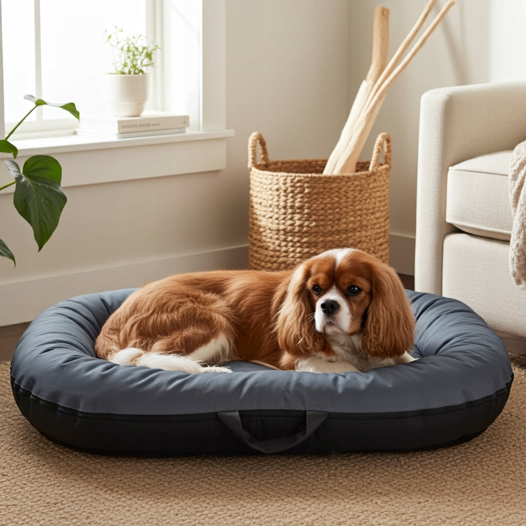 Small Dog Bed Zipper Bed Couch Bed M 90/60cm Model Legowisko dla psa ponton z kodury szary rozpinany