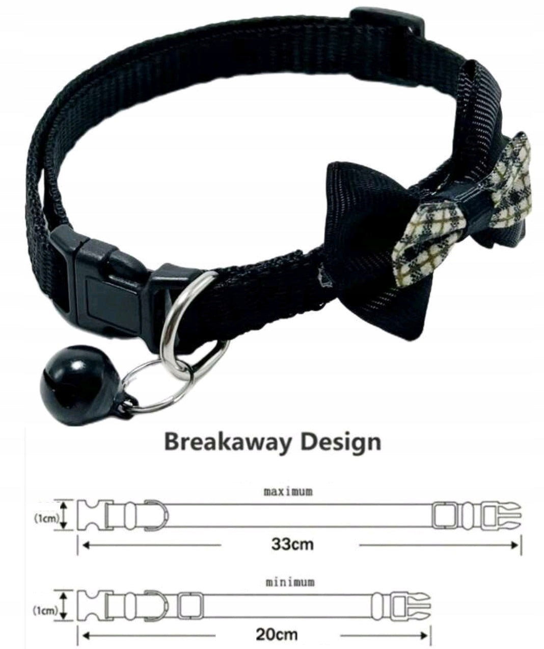 Small Dog Cat Collar with Bow Adjustable with Bell Black Manufacturer code 217424