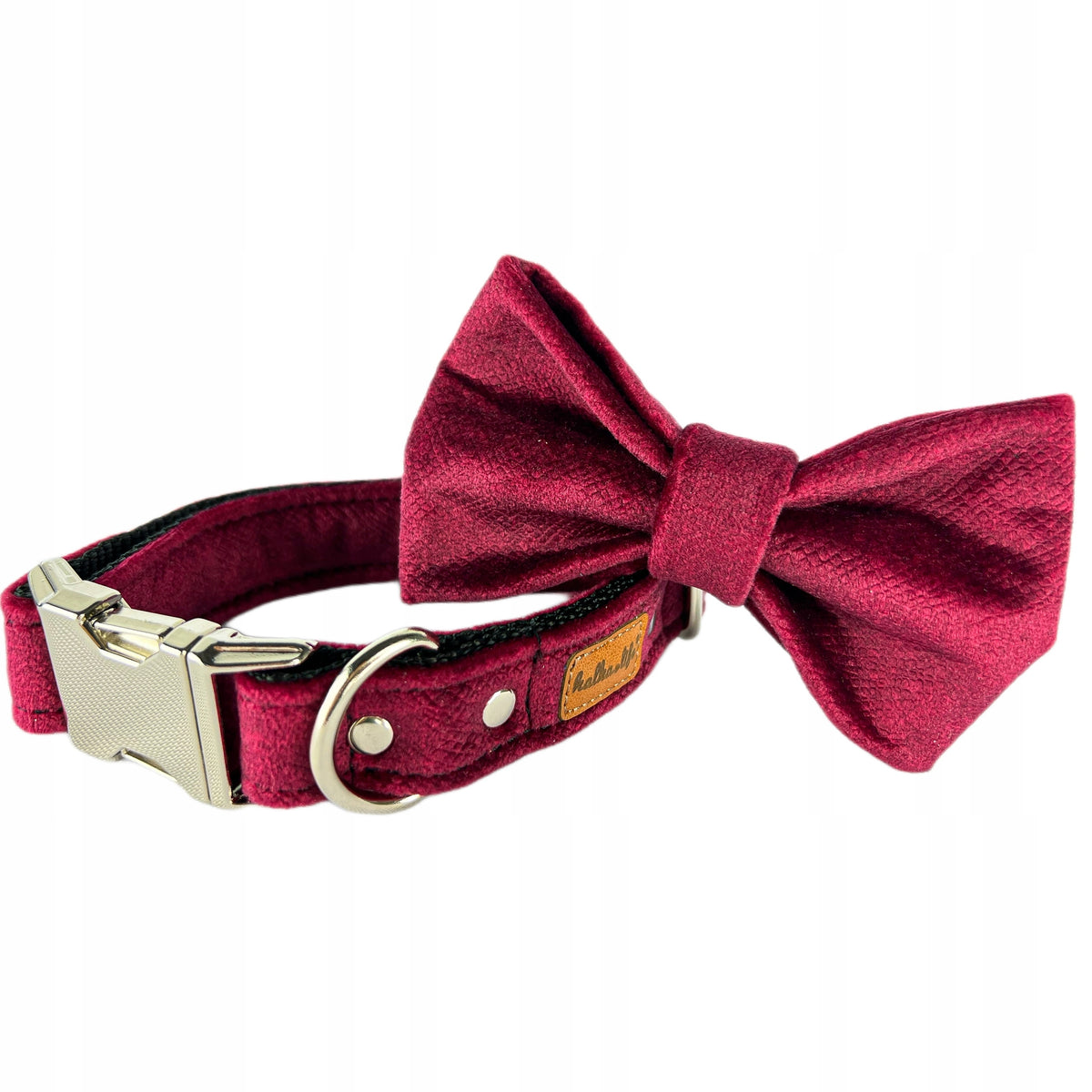 Small Dog Collar with Fly, Collar and Bow Set - Cherry, S
