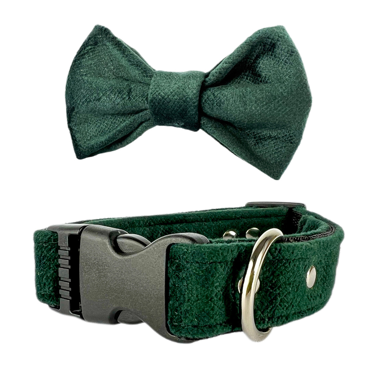 Small Dog Collar with Fly, Collar with Ornament - Bottle Green, XS