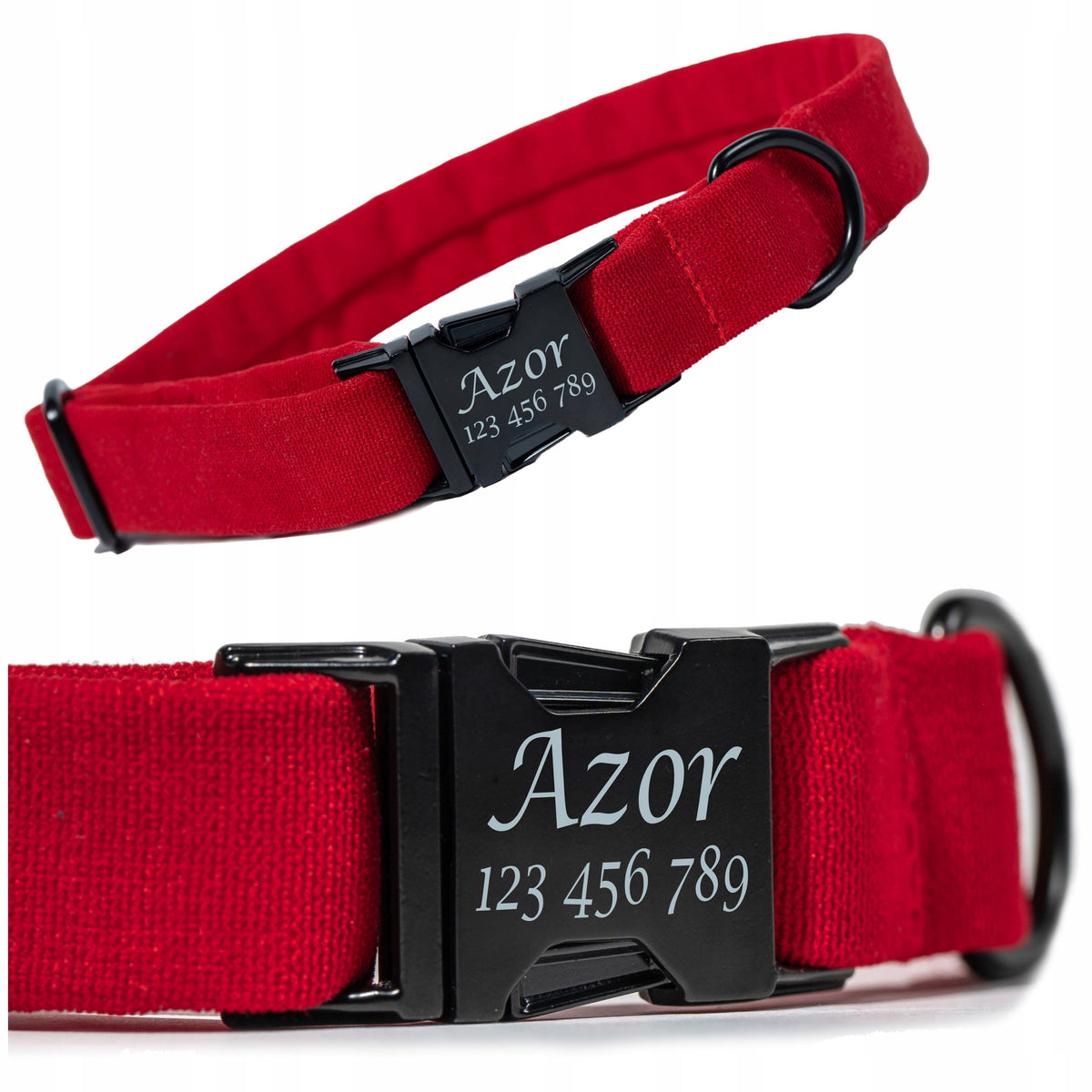 Small Dog Collar with Name and Phone Number ENGRAVING Size XS Red