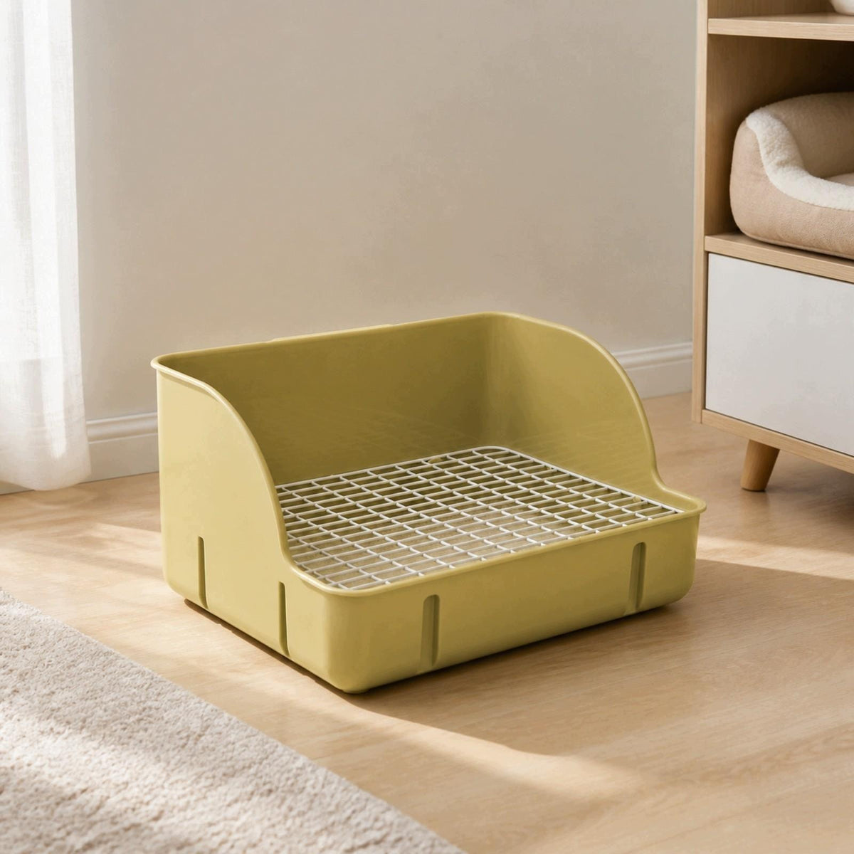 Small Herbivore Pet Waste Tray with Mesh Floor Raised Steel Grid - Green Packaging status original