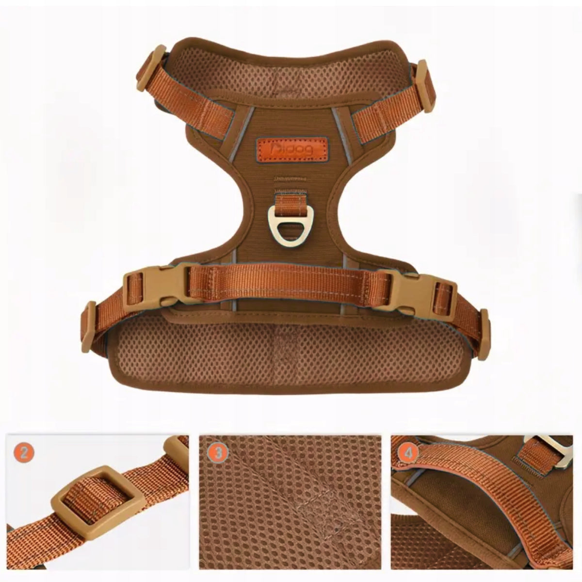 Small/Large Dog Harness Strong Easy Walk Adjustable L Reflective Manufacturer code Szelki Dla Małego / Dużego Psa Brązowe guard