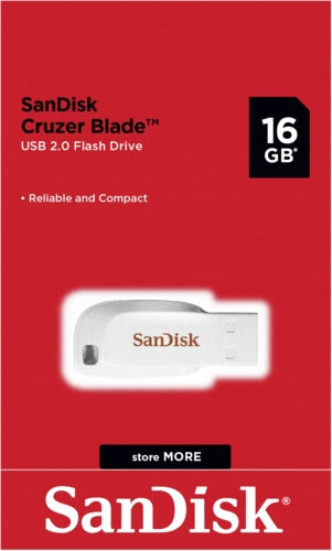 Small Pendrive SANDISK Cruzer Blade 16 GB White Reliable