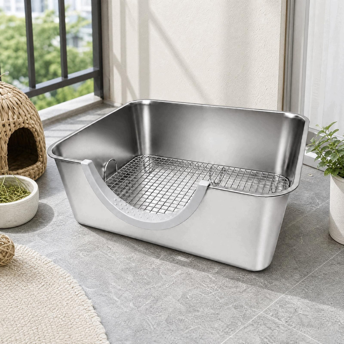 Small Pet Waste Pan with Removable Grid for Cage Toilet All IN One Rabbit Packaging status original