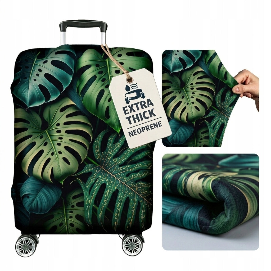 Small Suitcase Cover Thick Protective Pouch Luggage S Print Monster Leaf