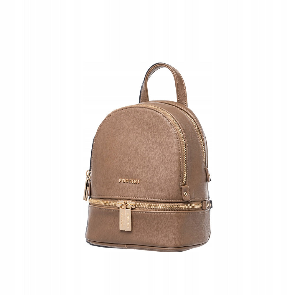 Small Women's Backpack PUCCINI Brown Elegant Mini Urban Comfortable FASHIONABLE NEW