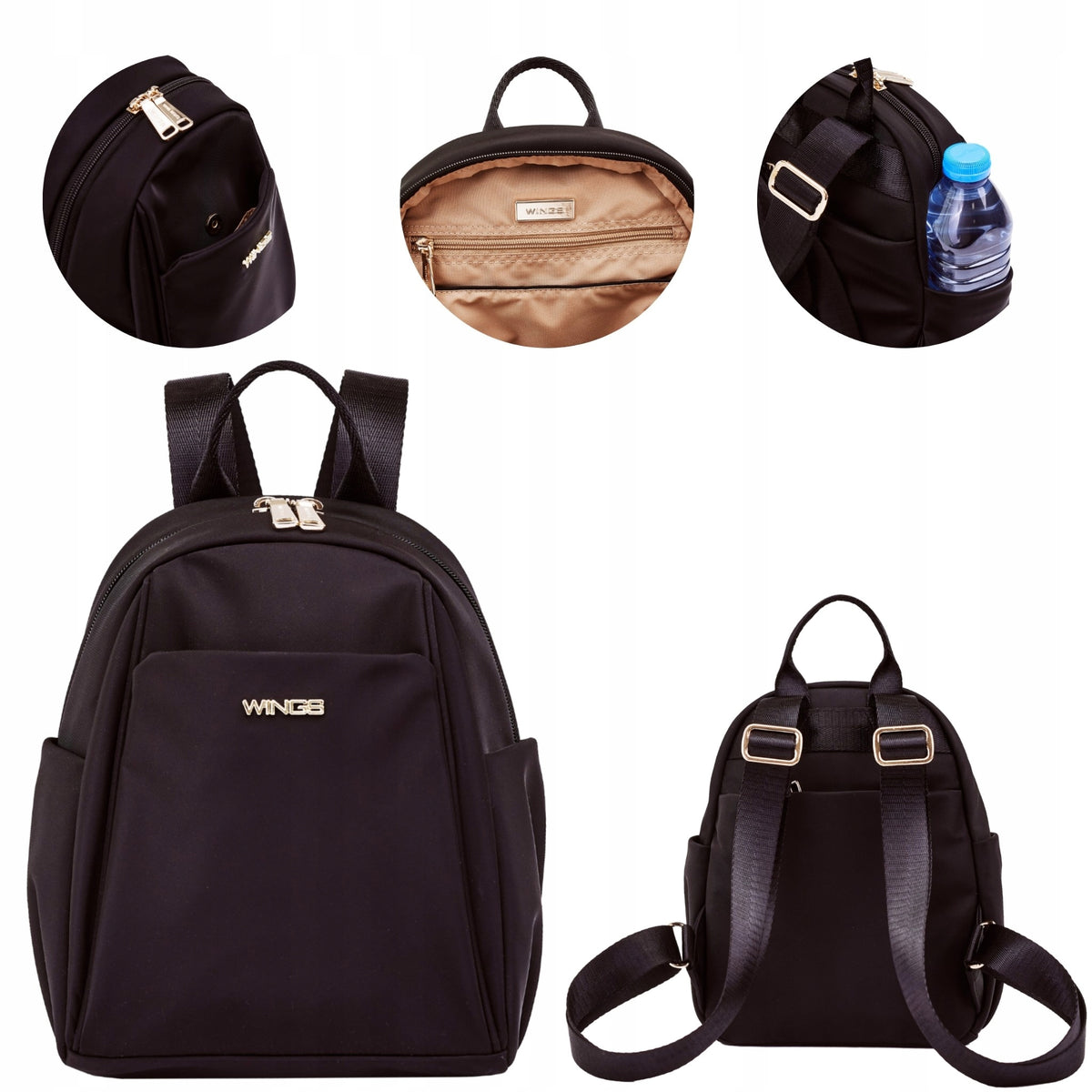 Small city backpack WINGS ROSELLA BLACK