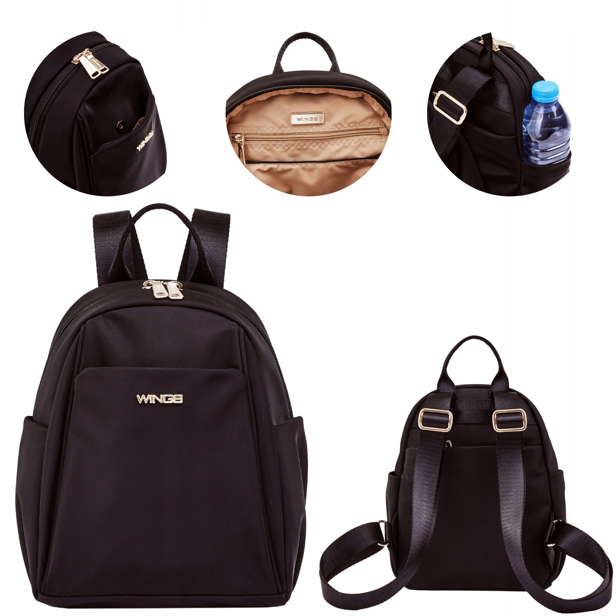 Small city backpack WINGS ROSELLA BLACK