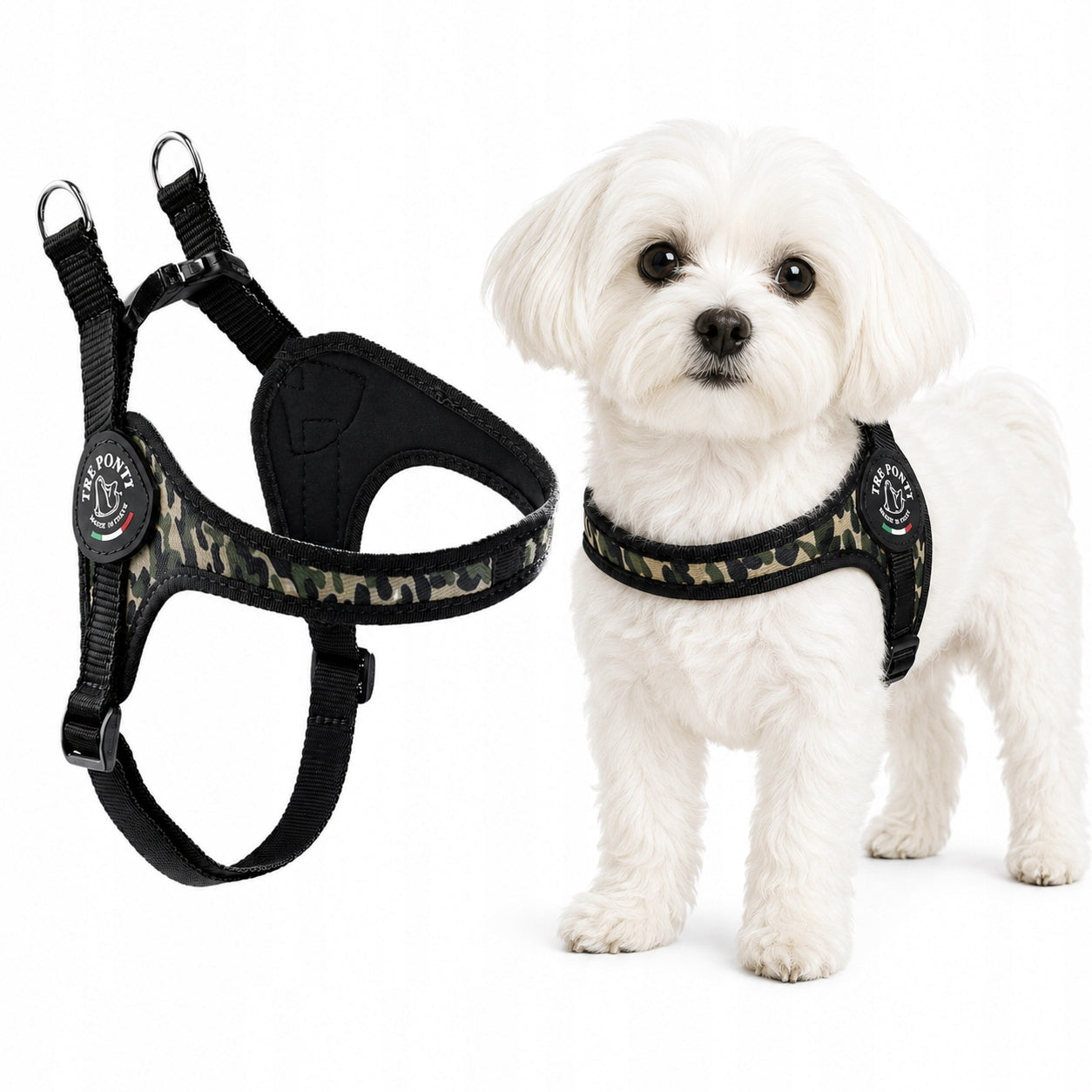 Small dog HARNESS Maltese York 33-47cm TRE PONTI camo size. 1,5