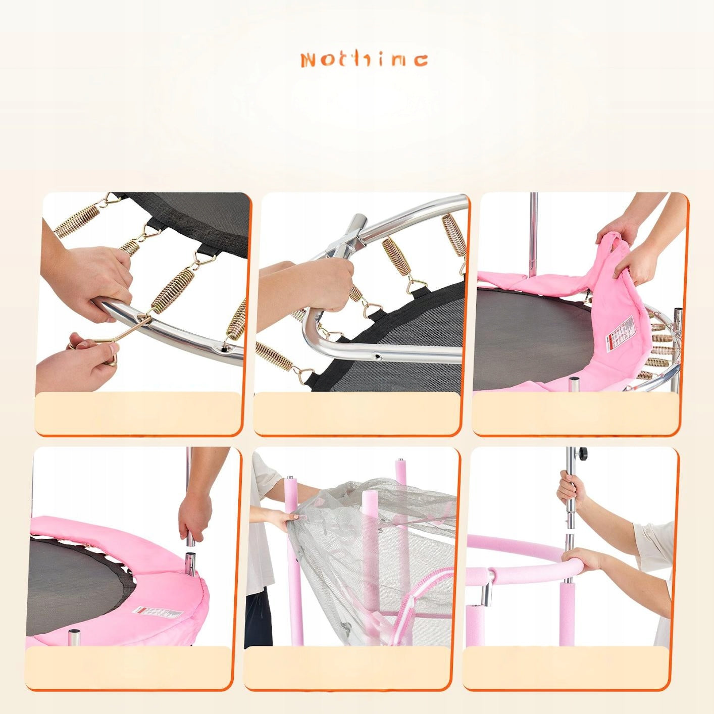 Small house trampoline for children for home and garden with net pink 147 cm Kind with net