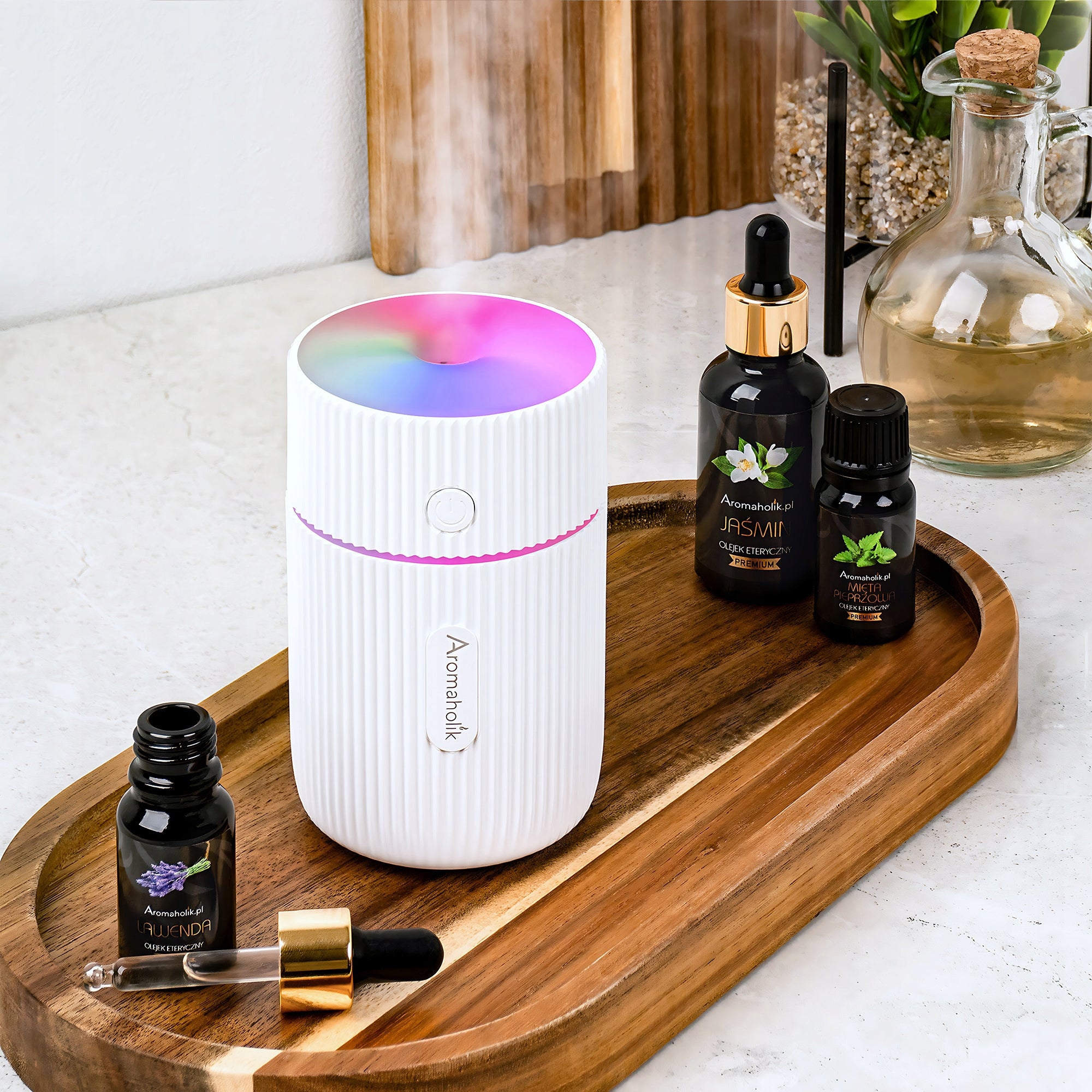 Small humidifier - Ultrasonic diffuser + oil Freebie Batteries included no