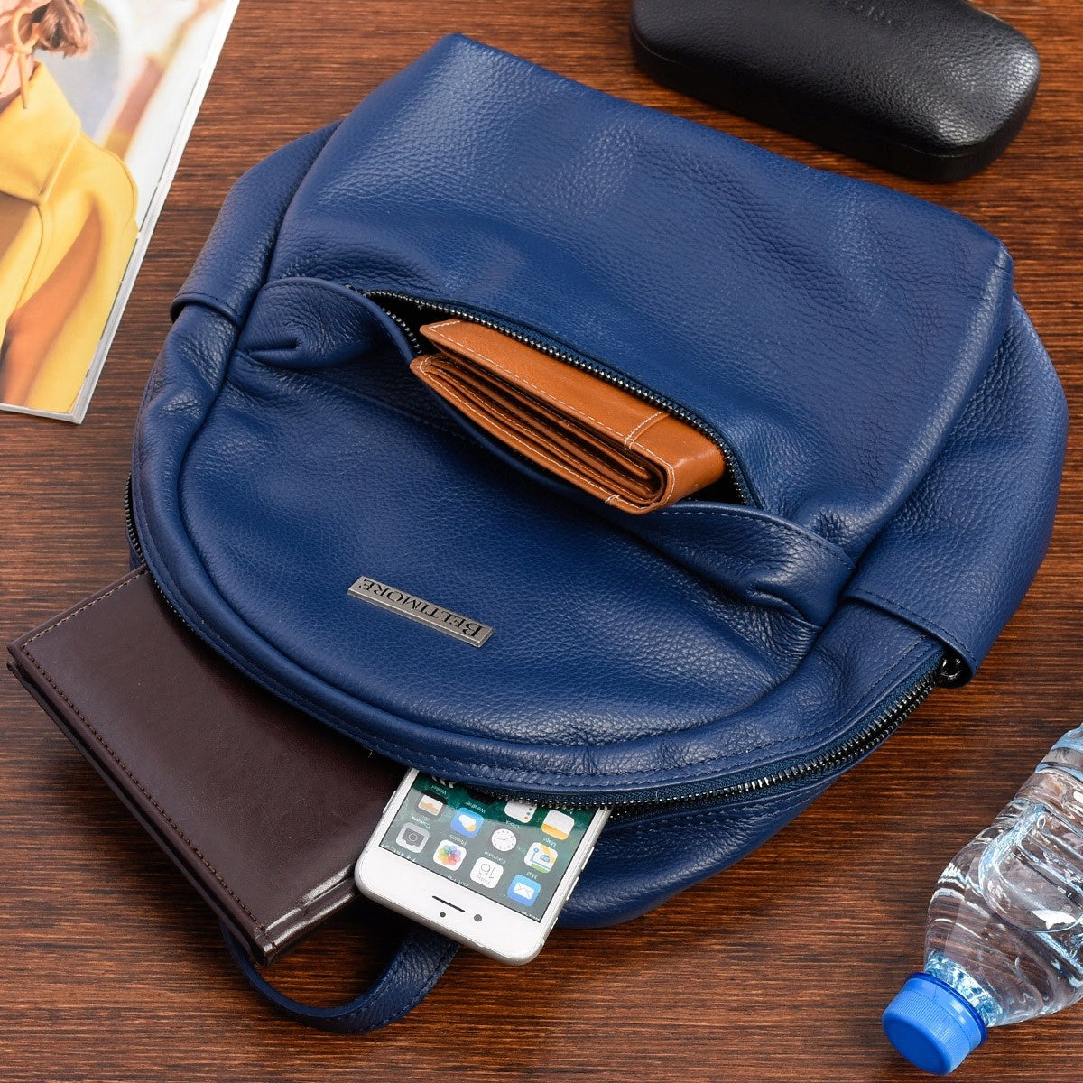 Small leather women's backpack elegant roomy A5 Brand Beltimore