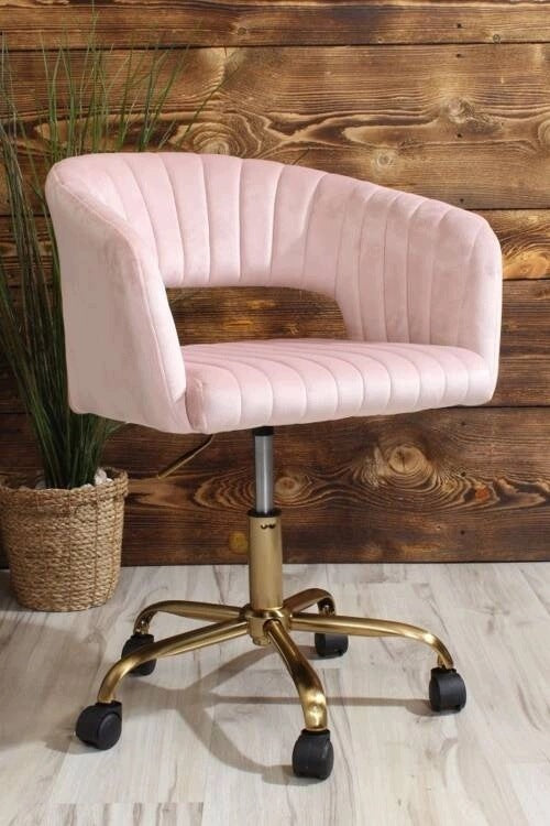 Small swivel chair in glamour style with stitching COMBO powder pink velvet Brand Aropos1
