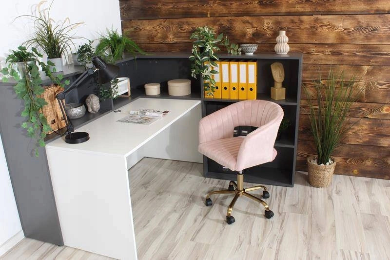 Small swivel chair in glamour style with stitching COMBO powder pink velvet Furniture depth 49 cm