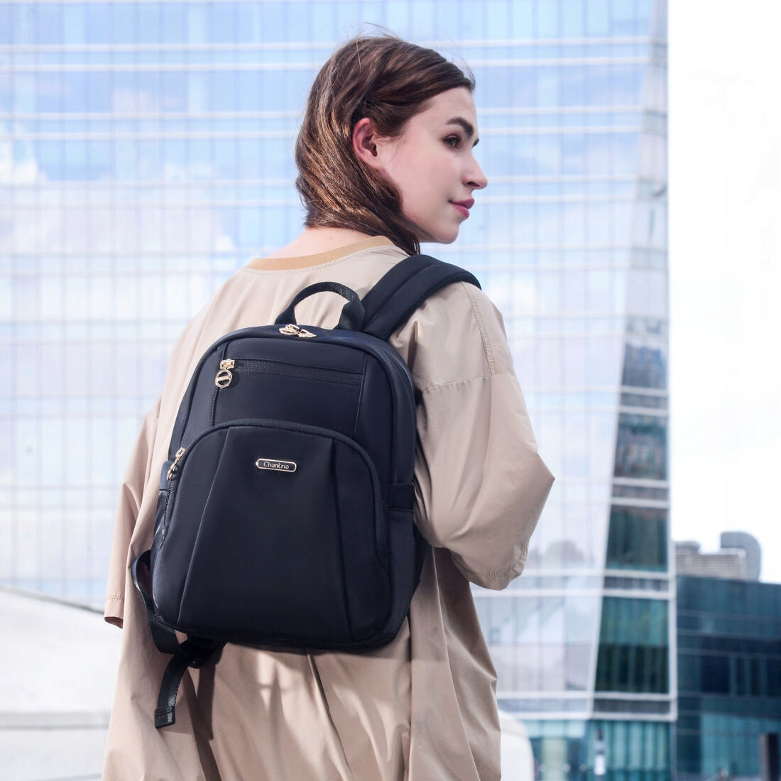 Small women's backpack Chantria CB00770 for tablet up to 13" black Packaging status original