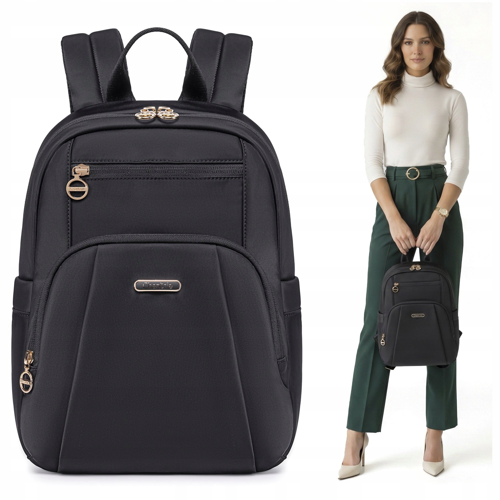 Small women's backpack Chantria CB00770 for tablet up to 13" black