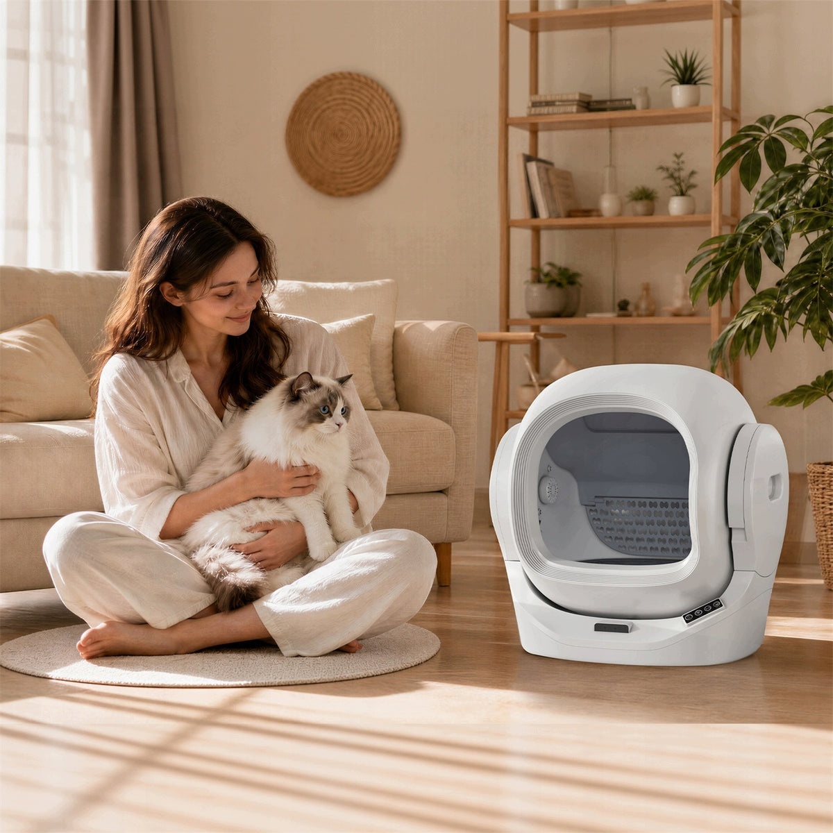 Smart APP Automatic Cat Litter Box 68L Self-Cleaning Quiet Packaging status original