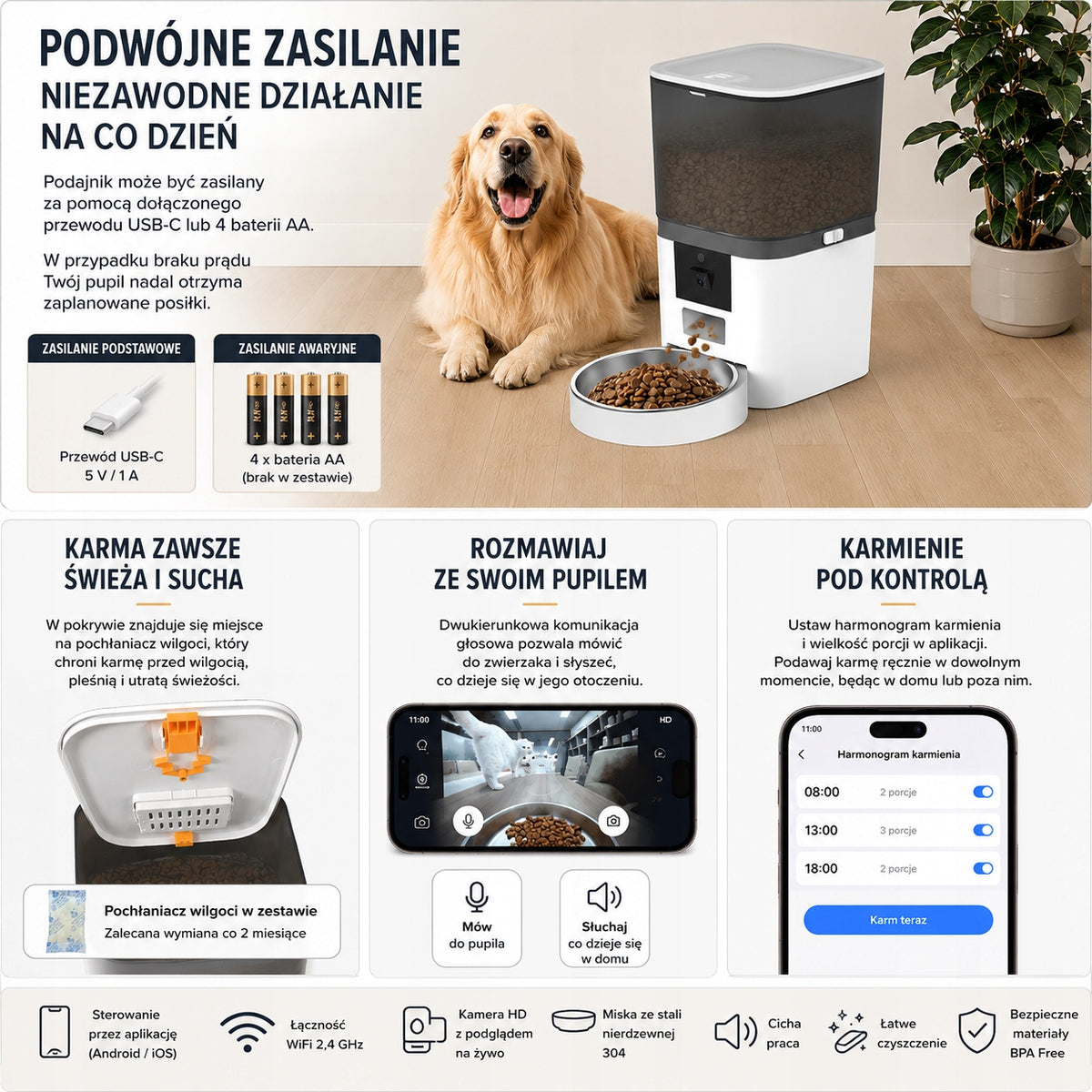 Smart Automatic WiFi Food Feeder with HD Camera and Speaker Packaging status original