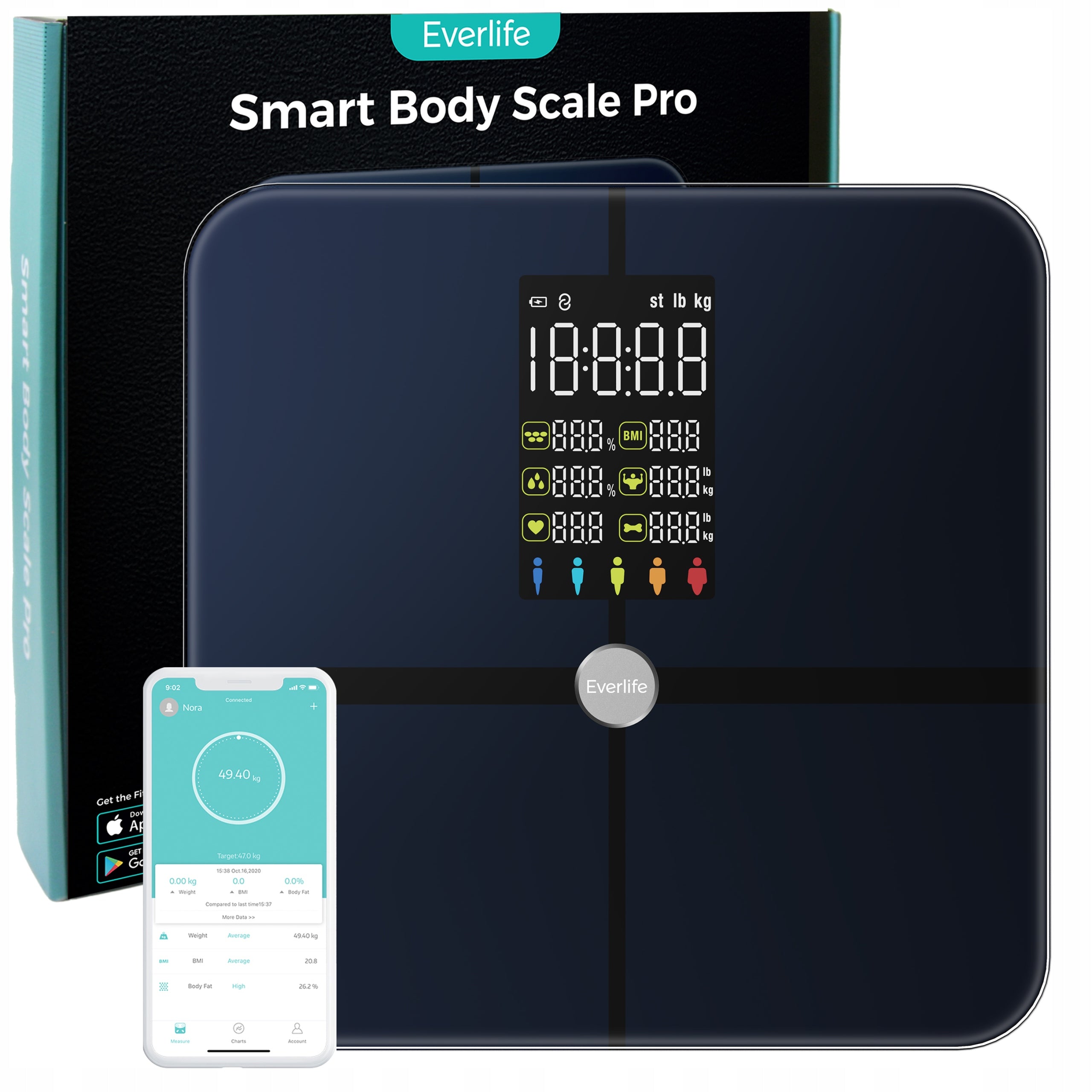 Smart BATHROOM SCALE PRO ANALYTICAL SMART Scale Application in Polish Packaging status original