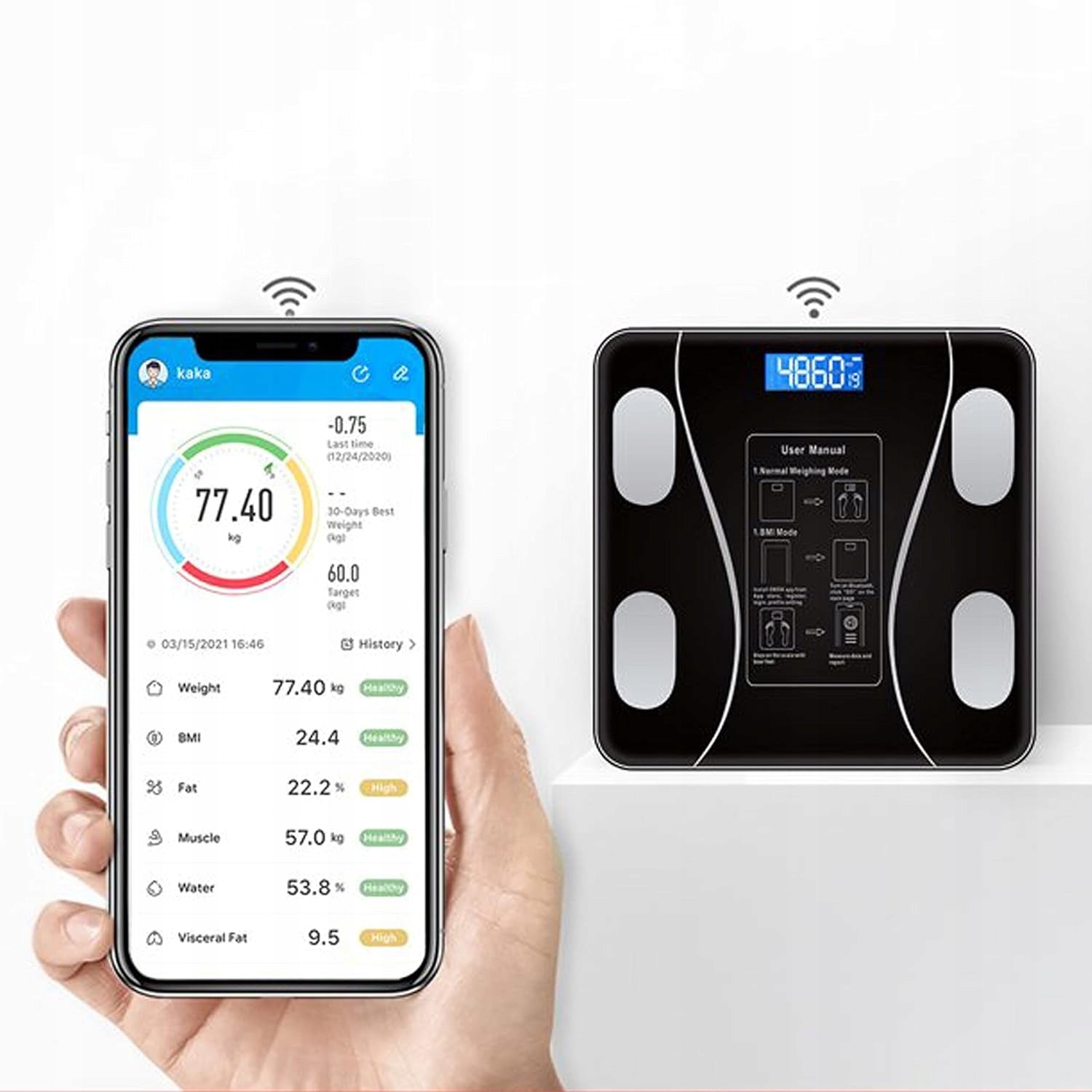 Smart Bathroom Scale 180kg Analytical BMI Bluetooth LCD Fat Measurement Brand no brand