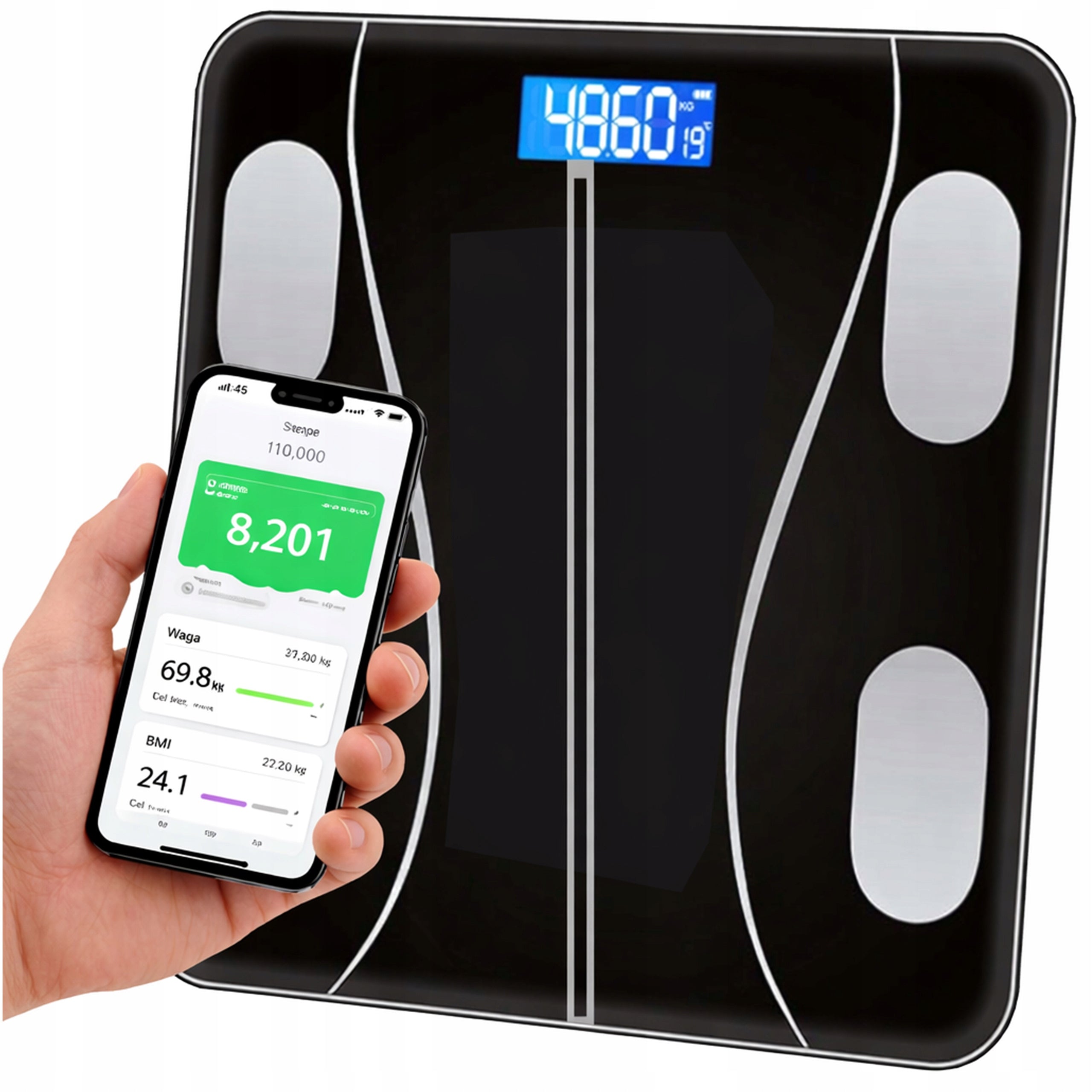 Smart Bathroom Scale 180kg Analytical BMI Bluetooth LCD Fat Measurement