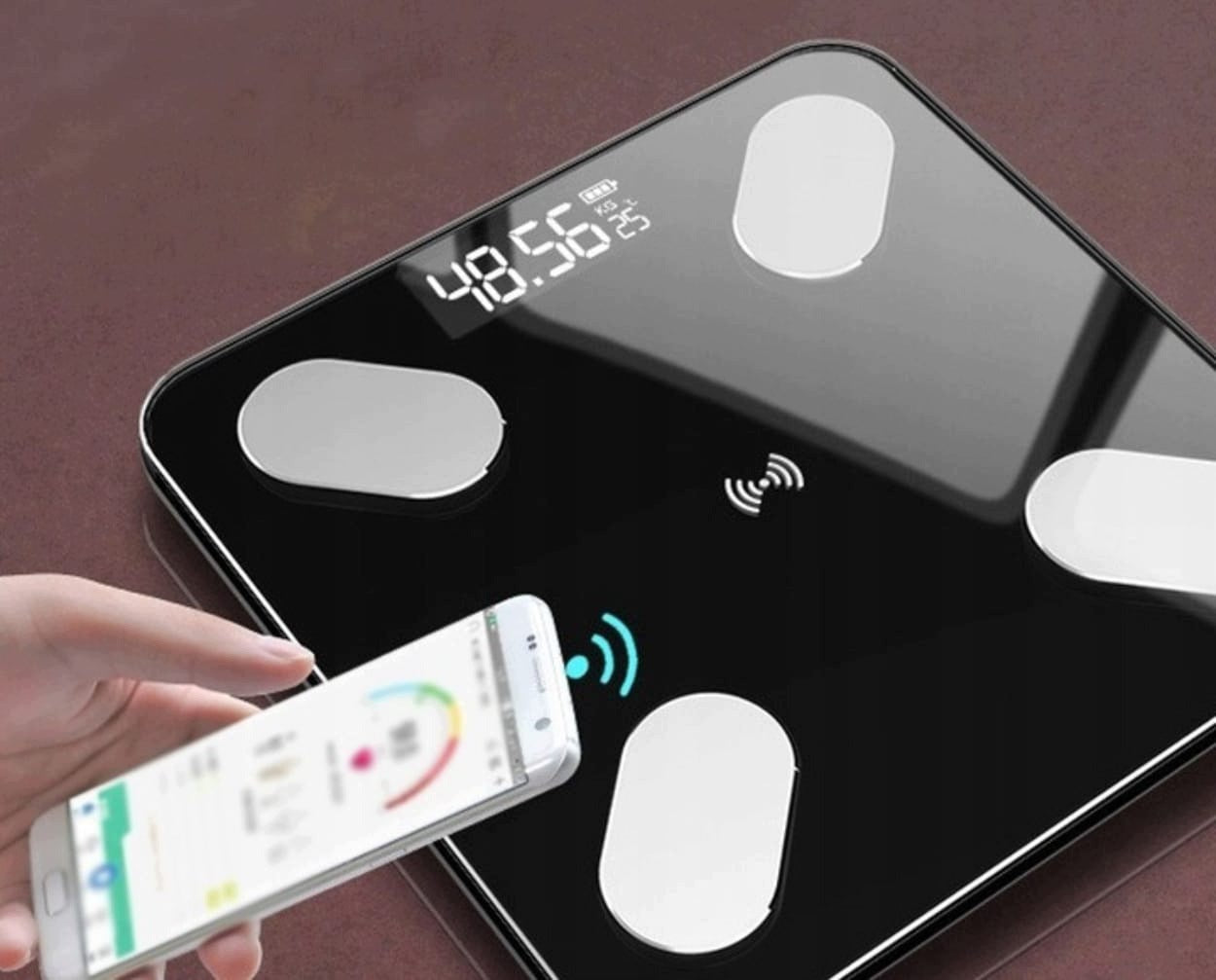 Smart Bathroom Scale Analytical Bluetooth Black + Measure Model WAGA ŁAZIENKOWA+MIARA