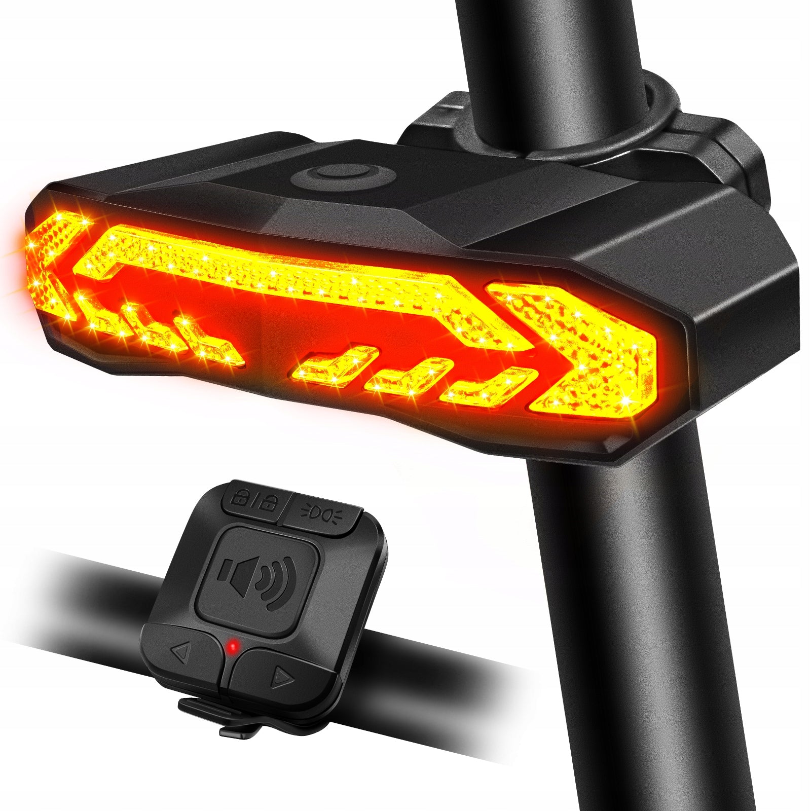 Smart Bike Tail Light + Turn Signals 110dB Anti-Theft Horn IP65 Waterproof