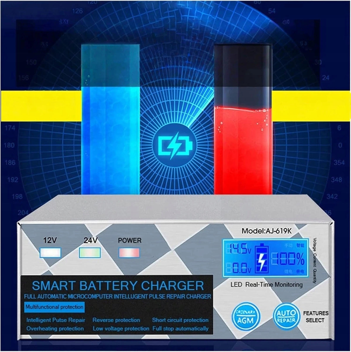 Smart Charger Rectifier 12V 24V 20A Battery Repair AGM Gel Packaging status original