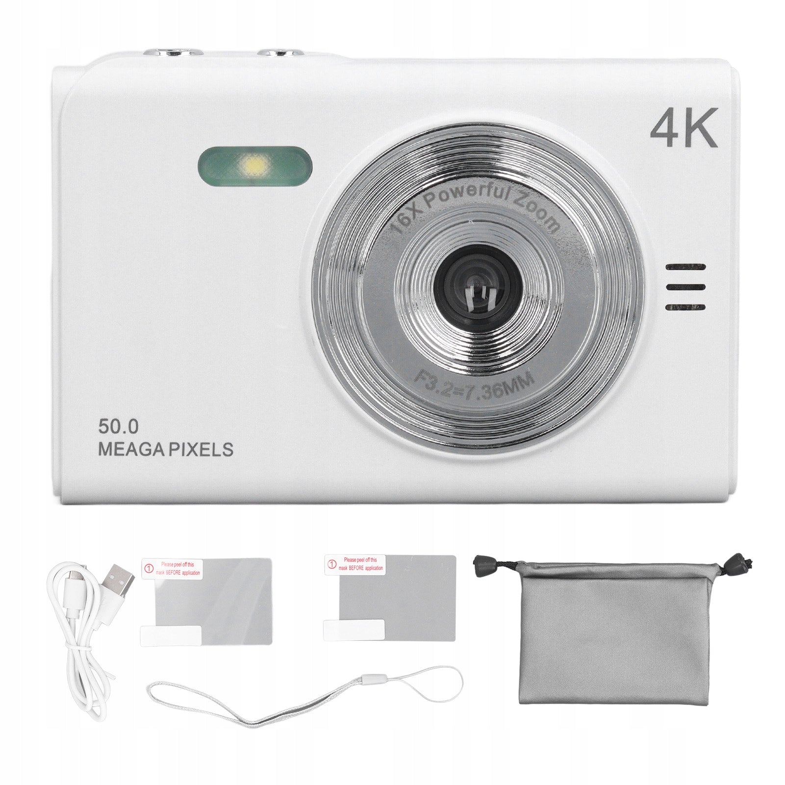 Smart Digital Camera, White Compact Digital Camera with Multiple Zoom Model 0342YNPA