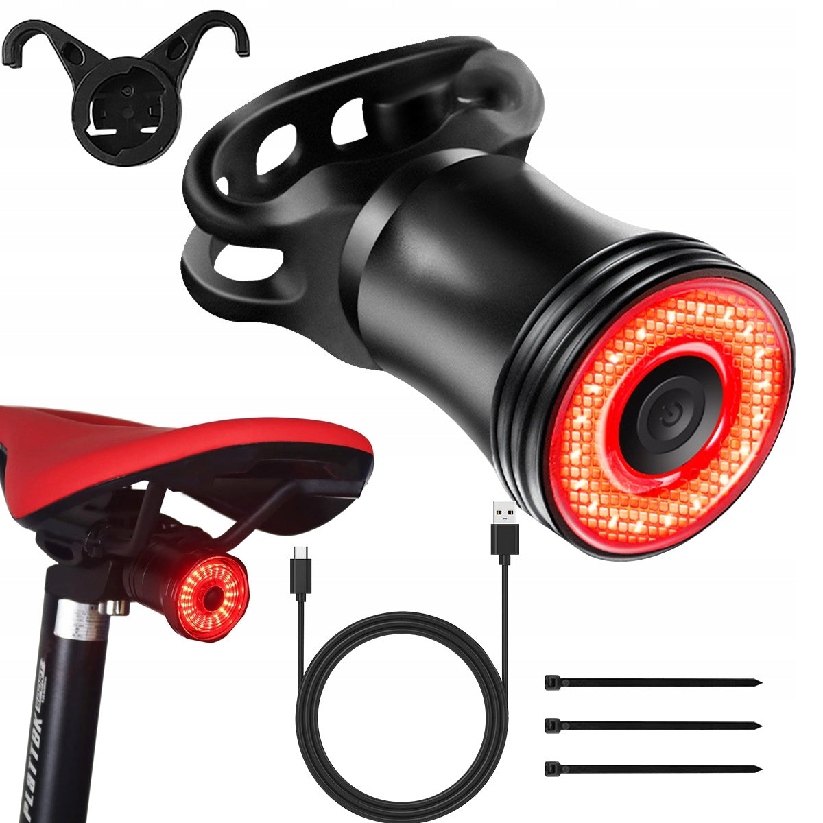 Smart LED Rear Bike Lamp with Braking Sensor 5 Modes