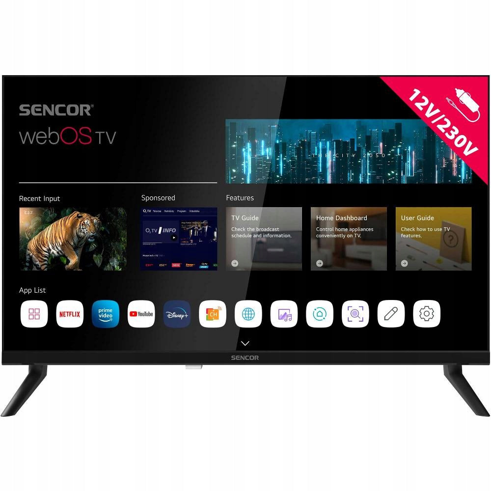 Smart LED TV Sencor 24S830 24" HD Ready HDR10 webOS Wi-Fi BT 12/240V