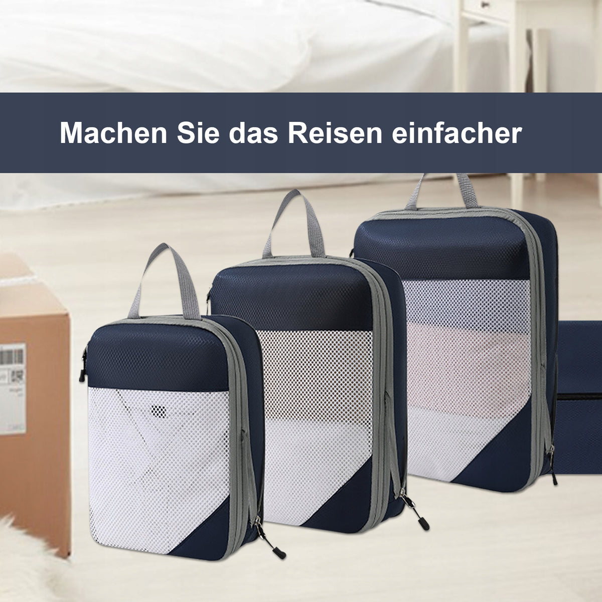 Smart Packing: Compression Cubes for Travel Bags-Navy blue Brand no brand