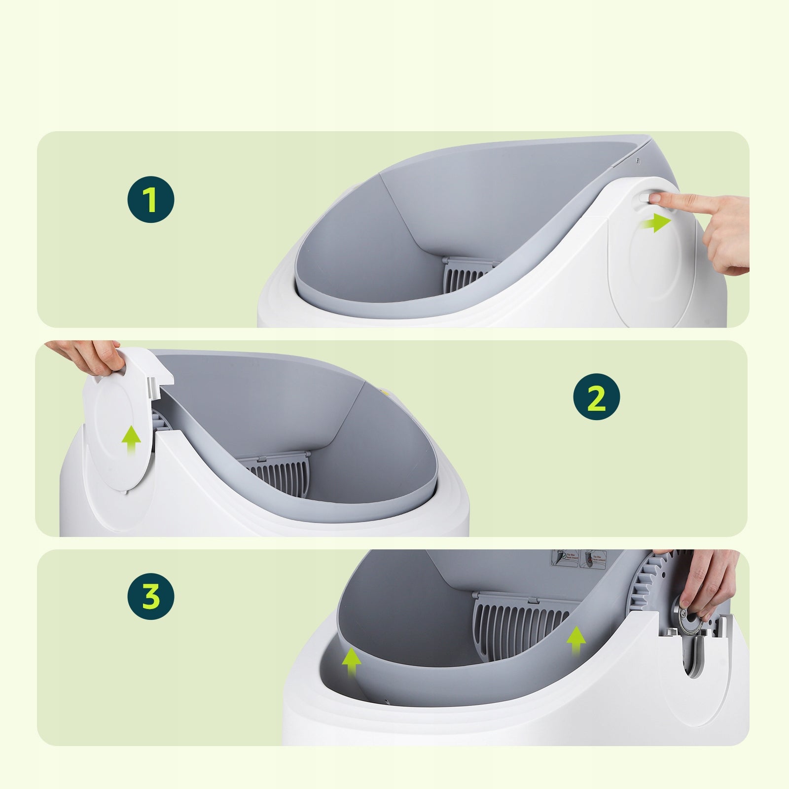 Smart Self-Cleaning Cat Cuvette Quiet White SL03 Nobleza Kind open litter box