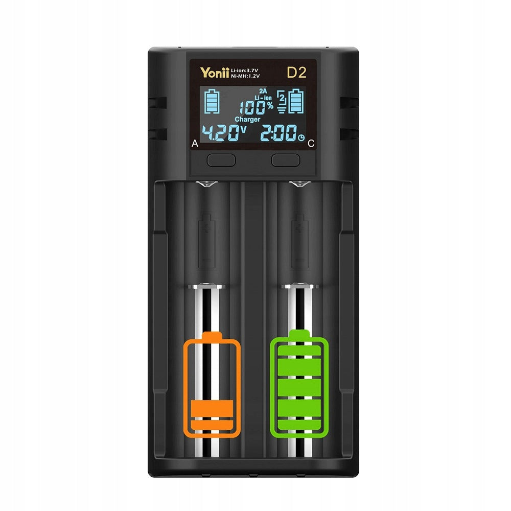 Smart USB LCD battery charger, dual socket design, Brand no brand