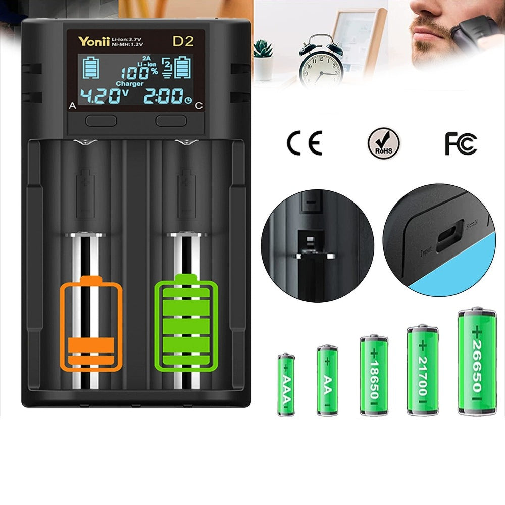 Smart USB LCD charger, dual socket design