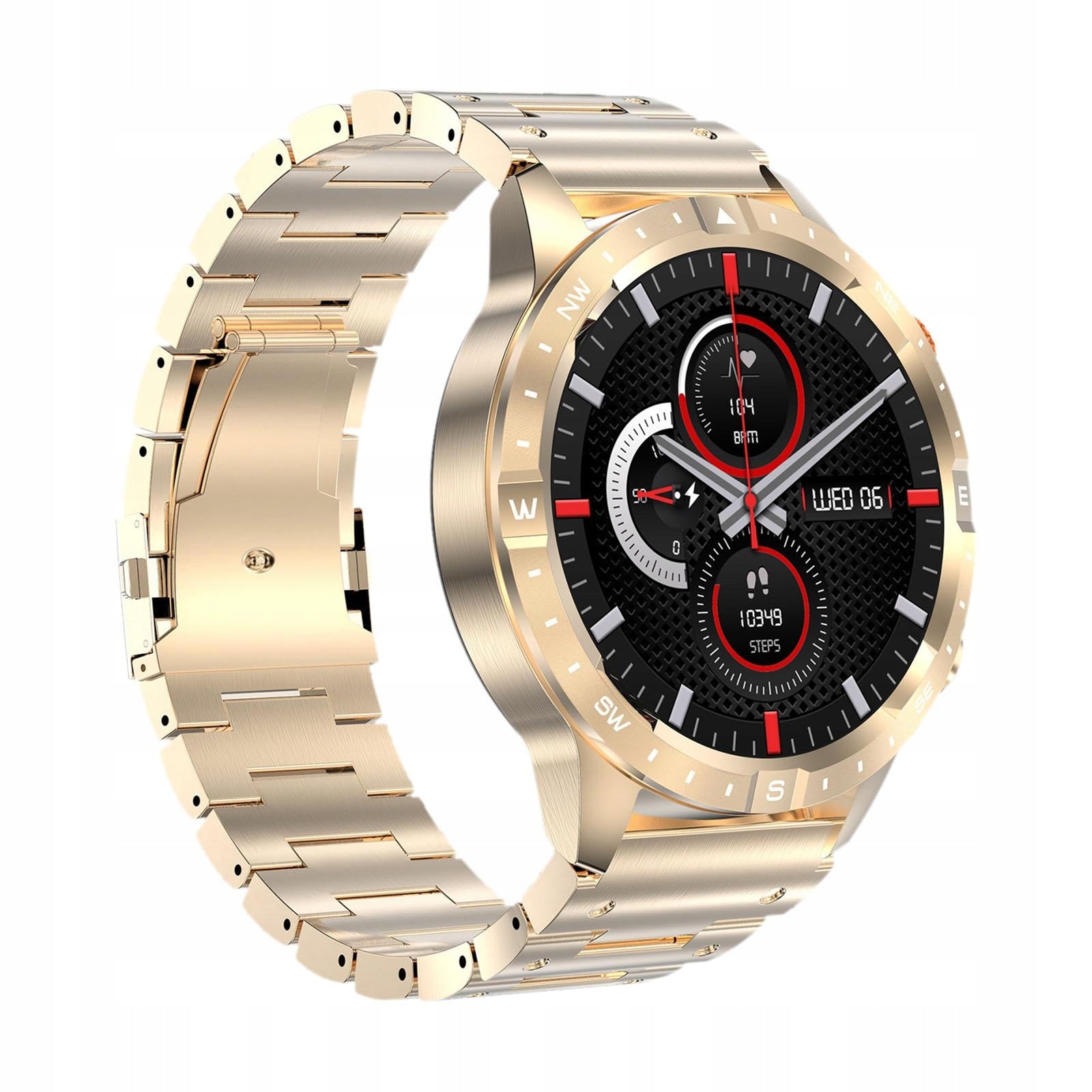 Smart Watch Wrist Watch AK57 Water Resistant Gifts Gold Steel Strap Batteries included no