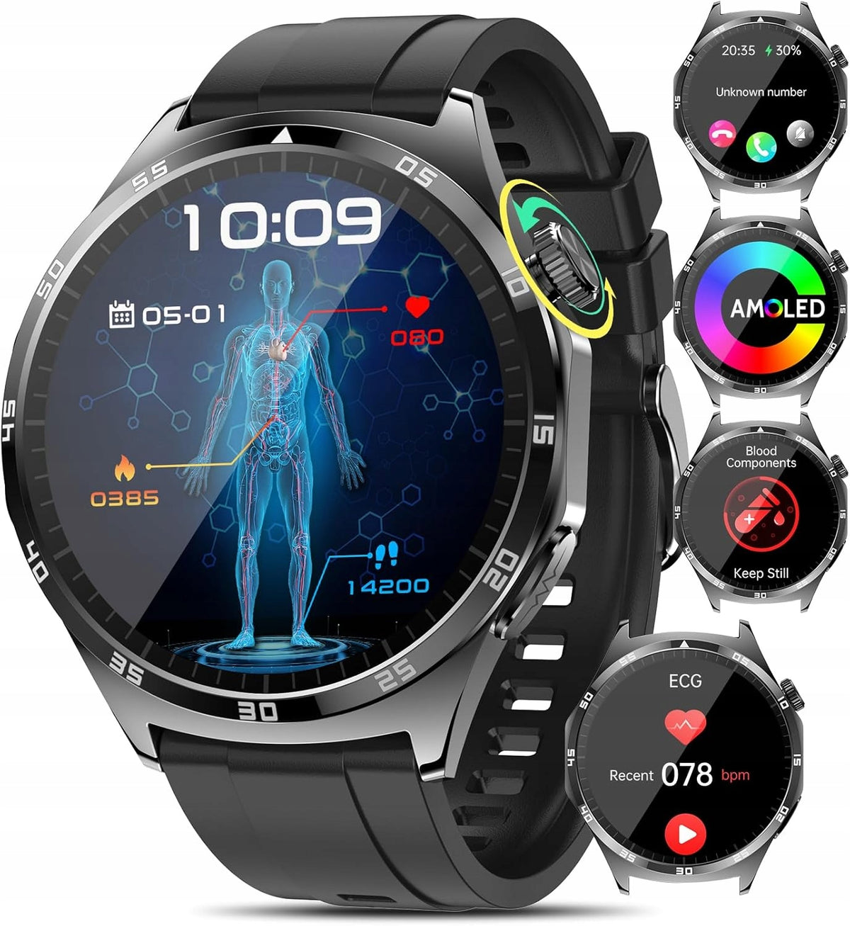 Smart Watch with ECG, 1,43" AMOLED Screen Smart Watches for Men
