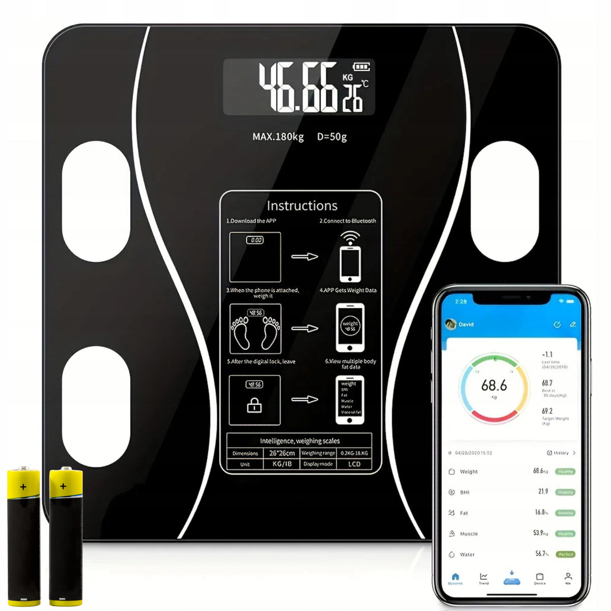 Smart bathroom scale analytical SMART 25in1 max 180kg BLUETOOTH
