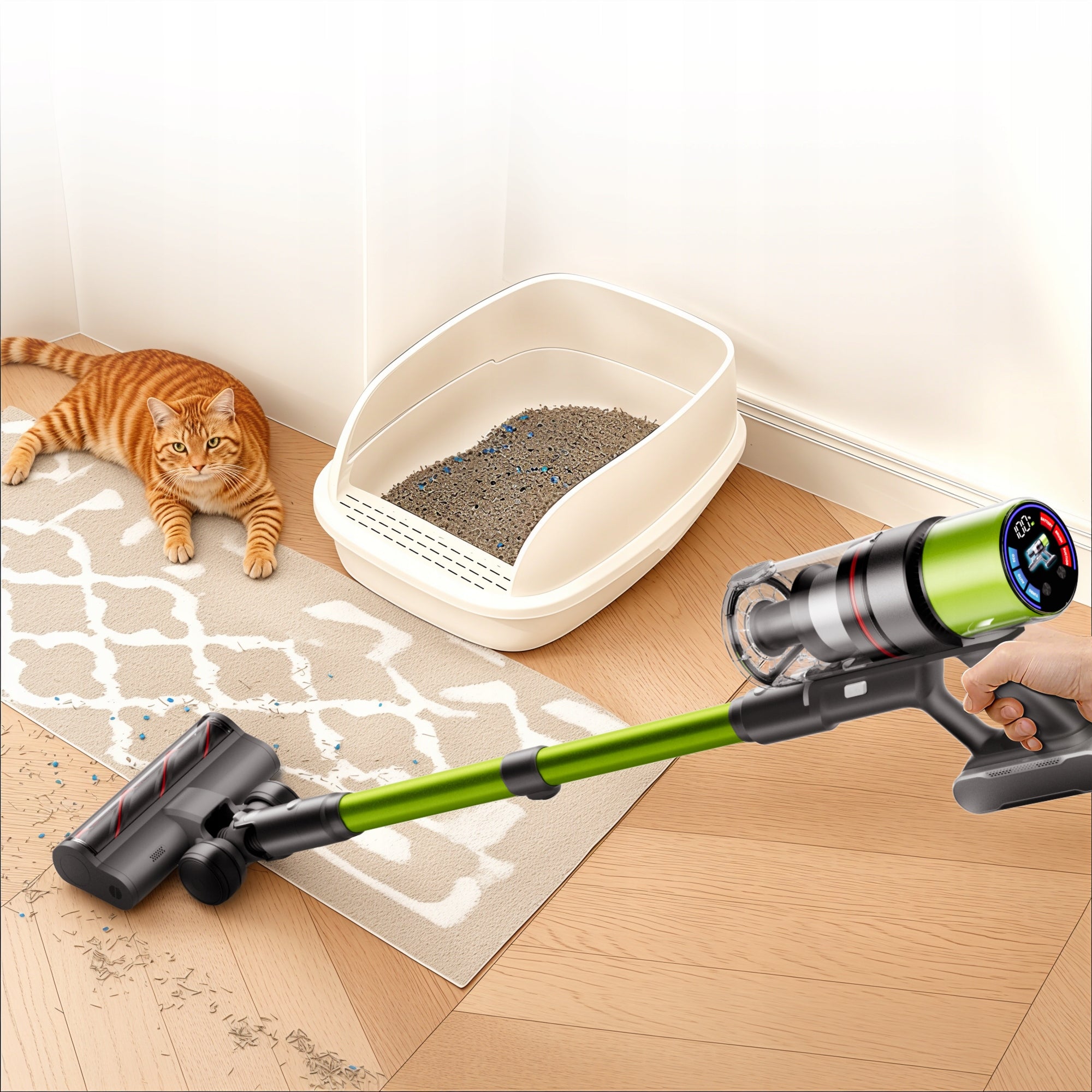 SmartAI V6 Cordless Vacuum Cleaner for Home 80min Working Time 65KPA 650W Packaging status original