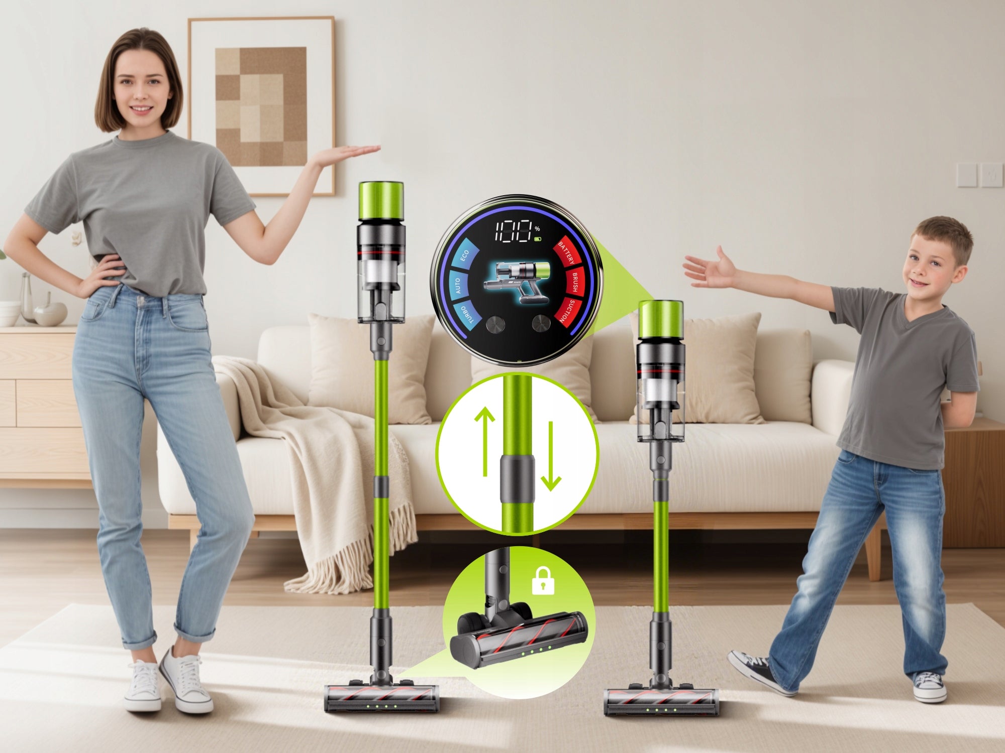 SmartAI V6 cordless vacuum cleaner65KPA 650W29.6V 24000mAh 70min working time Brand Smart AI