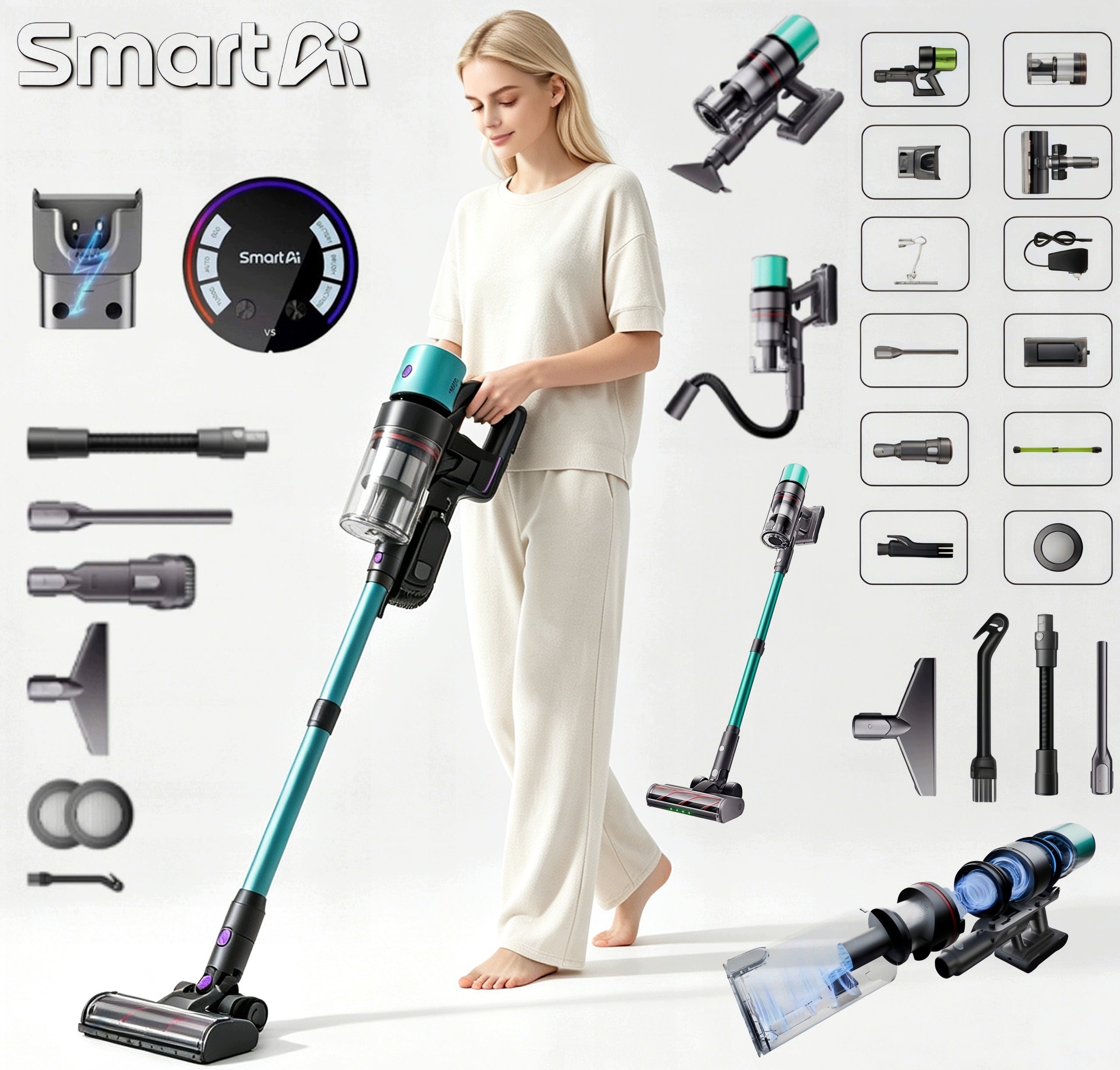 SmartAi V5 Pro Vacuum Cleaner Smart Home / Industry 650W 29.6V 24000mAh EU