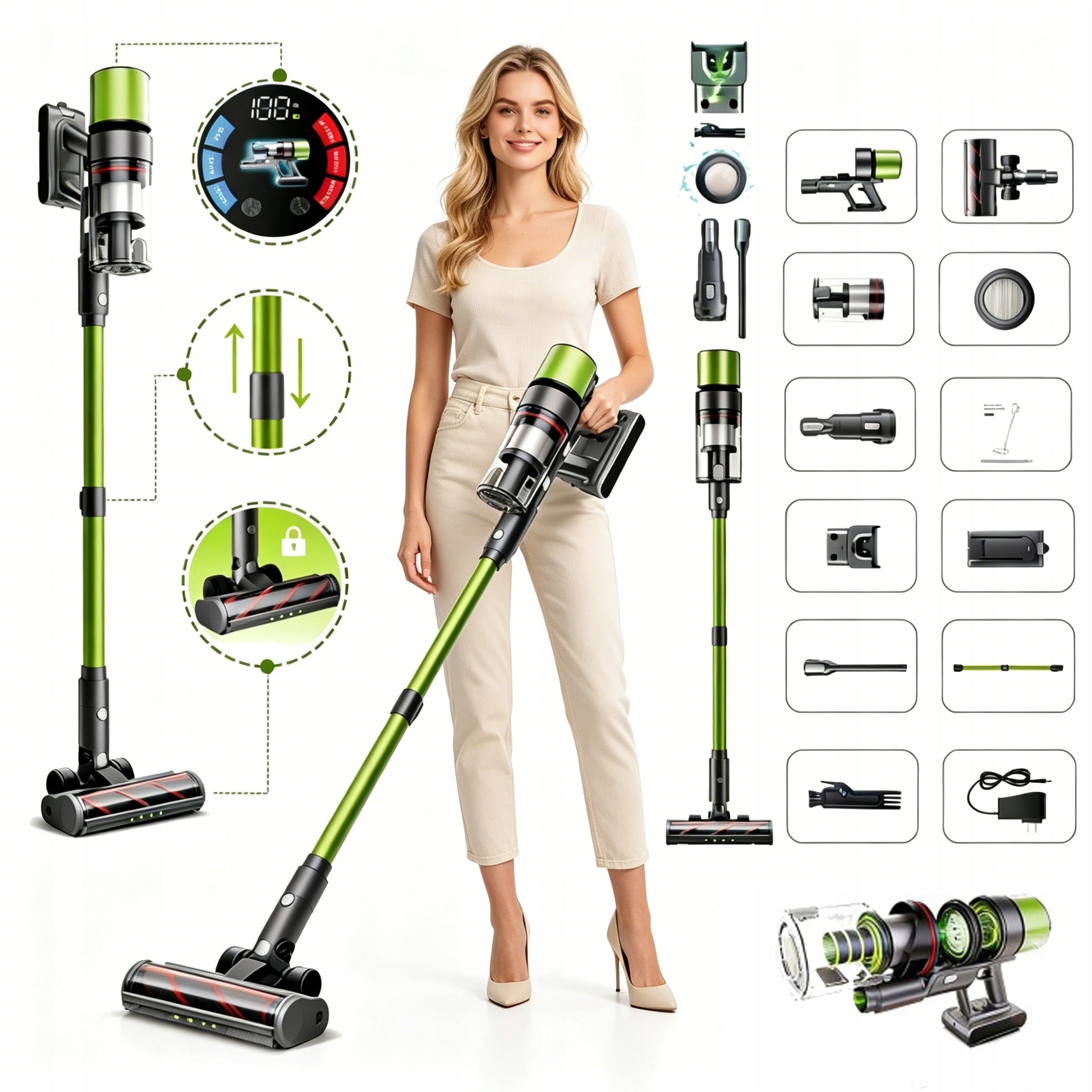 SmartAi V6 650W 24Ah 65KPa 80min Intelligent Upright Vacuum Cleaner