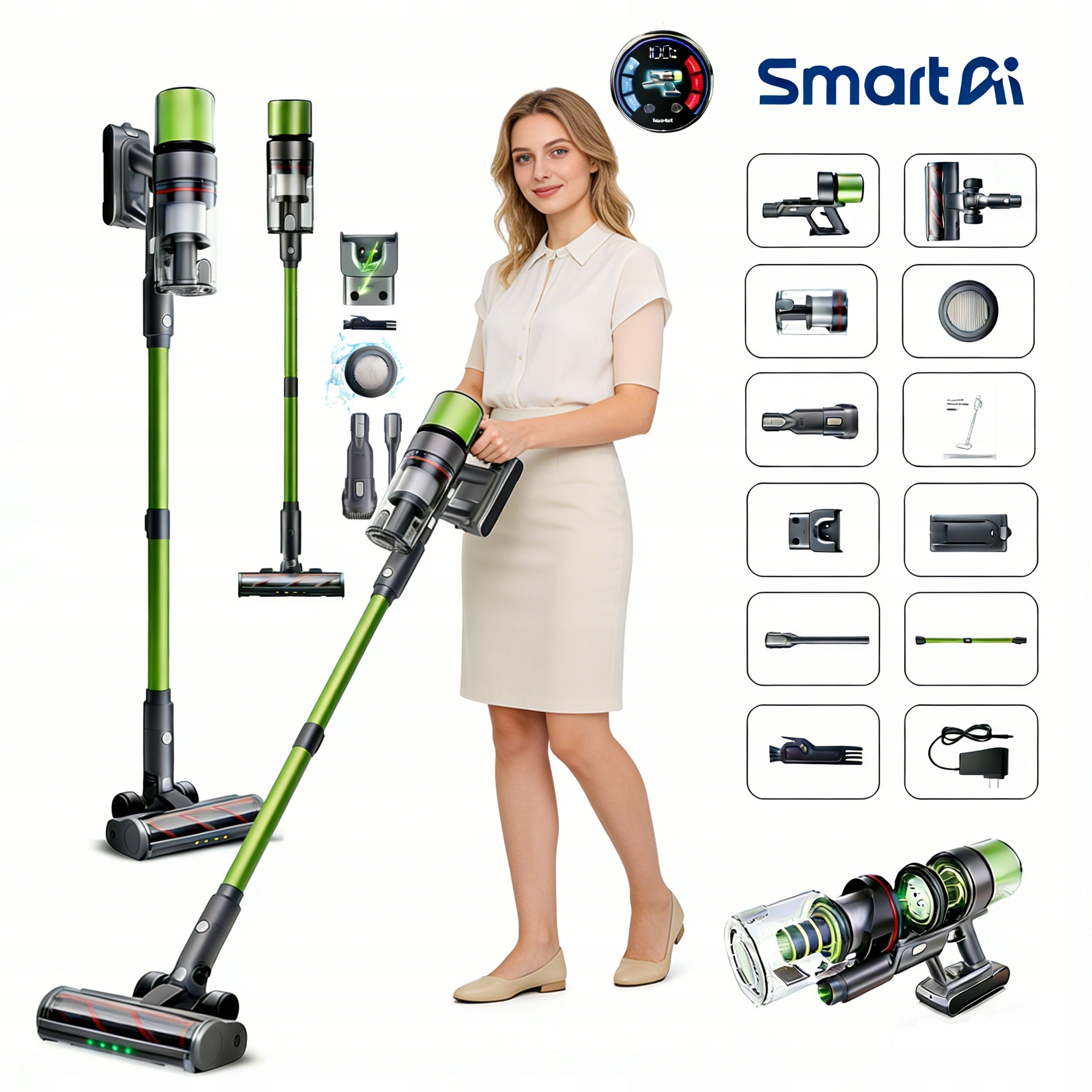 SmartAi V6 Smart Vacuum Cleaner for Home/Industrial Use, 650W, 29.6V,