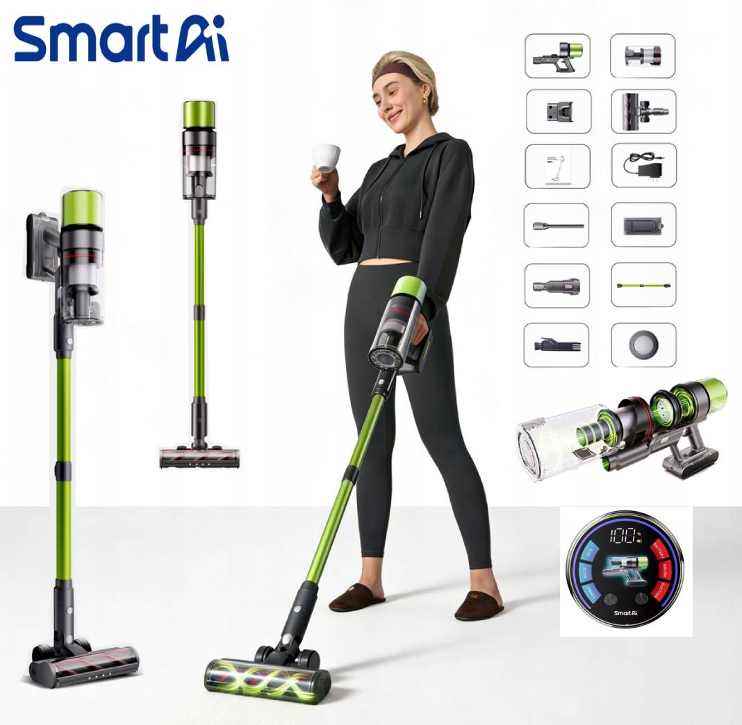 SmartAi V6 Upright Handheld Vacuum Cleaner 2in1 Cyclone Bagless 650W 24000mAh