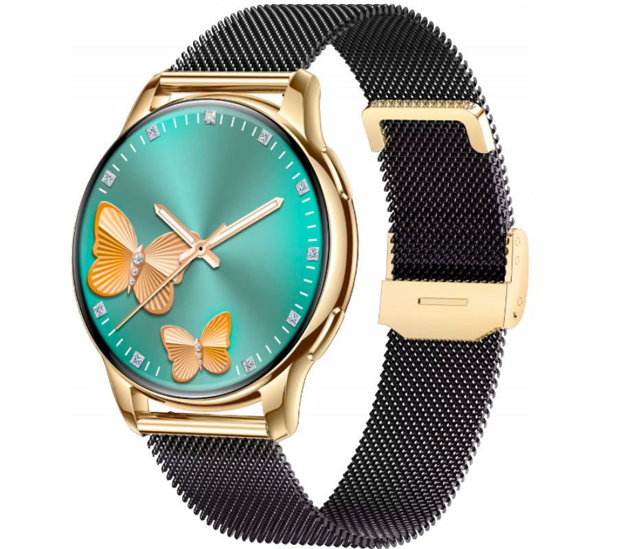 SmartWatch Rubicon RNCF30 gold case/black mesh + black silicone