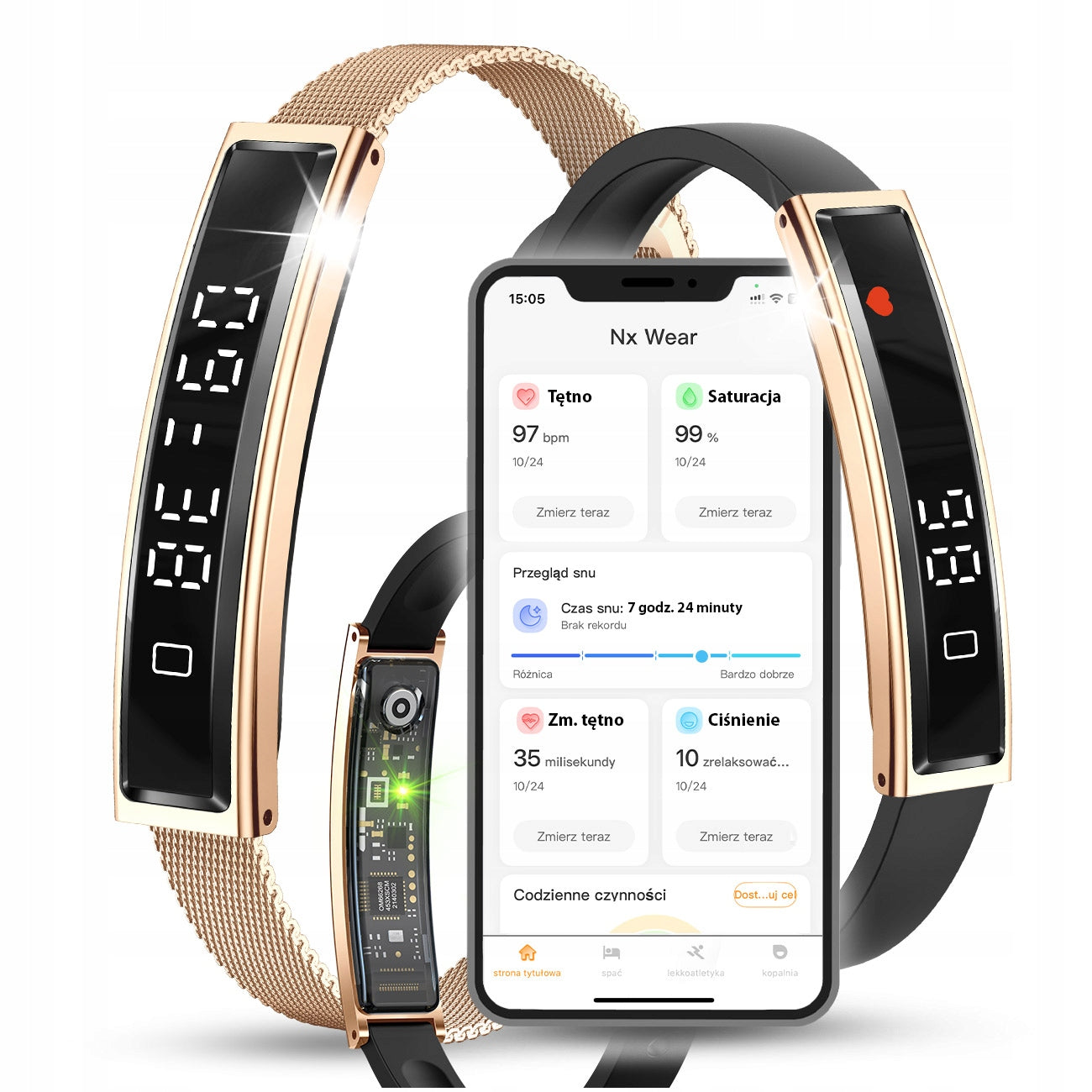 Smartband BT5.3 Sports Band Heart Rate Monitor Smart Bracelet Waterproof Steps