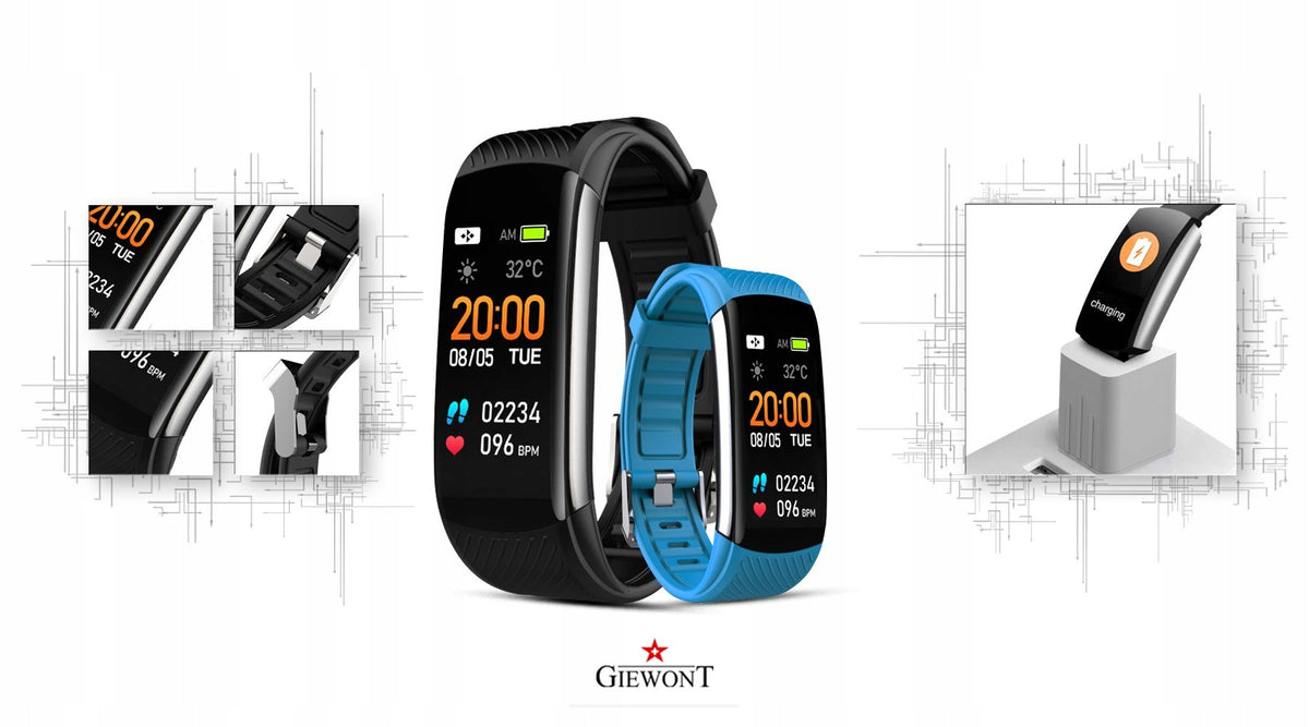 Smartband Men's Sports Giewont Black GW200-7 + Strap Blue EAN (GTIN) 5904665272114